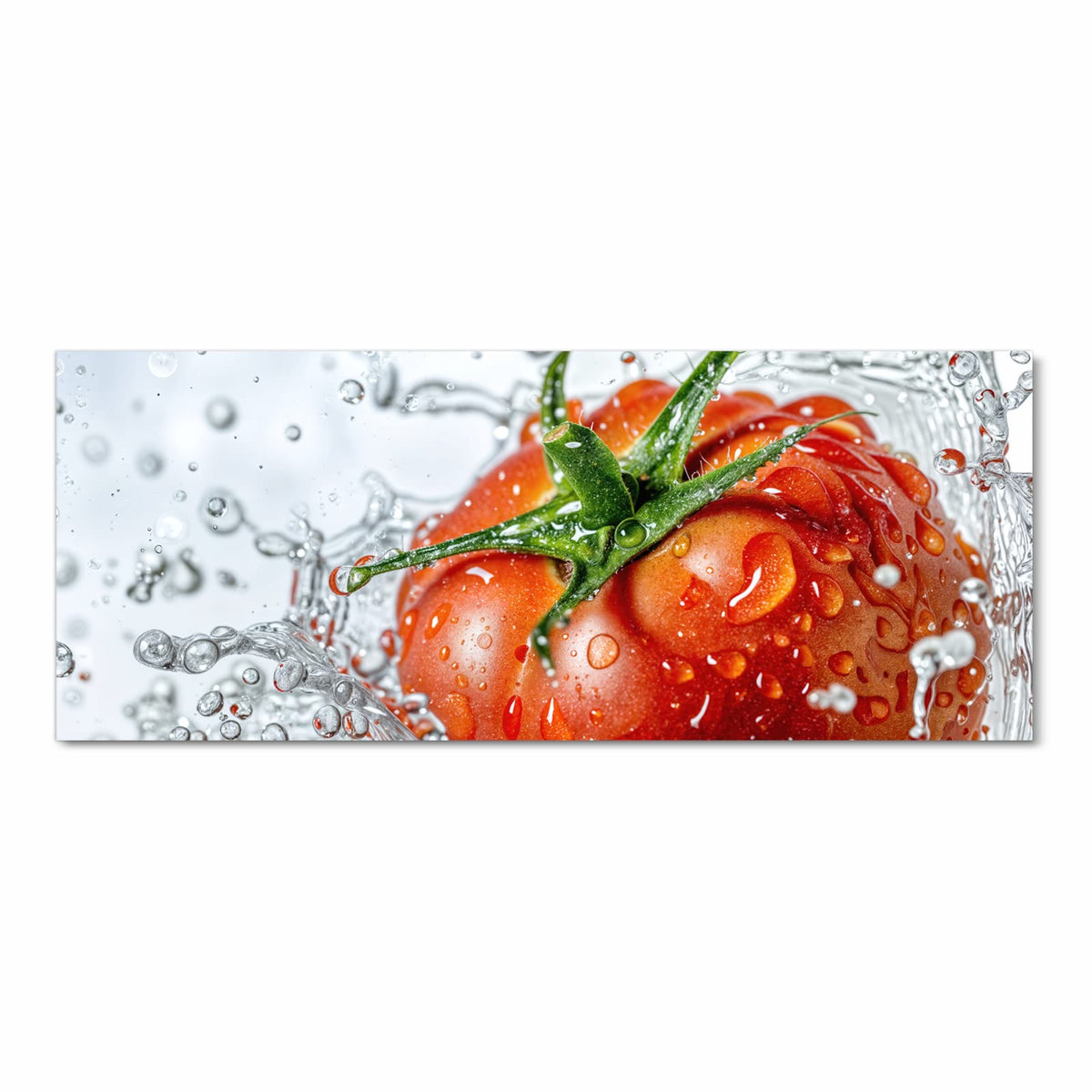 Formstabiler rutschfester Küchenteppich mit Motiv Tomate im Wasser in Frontansicht