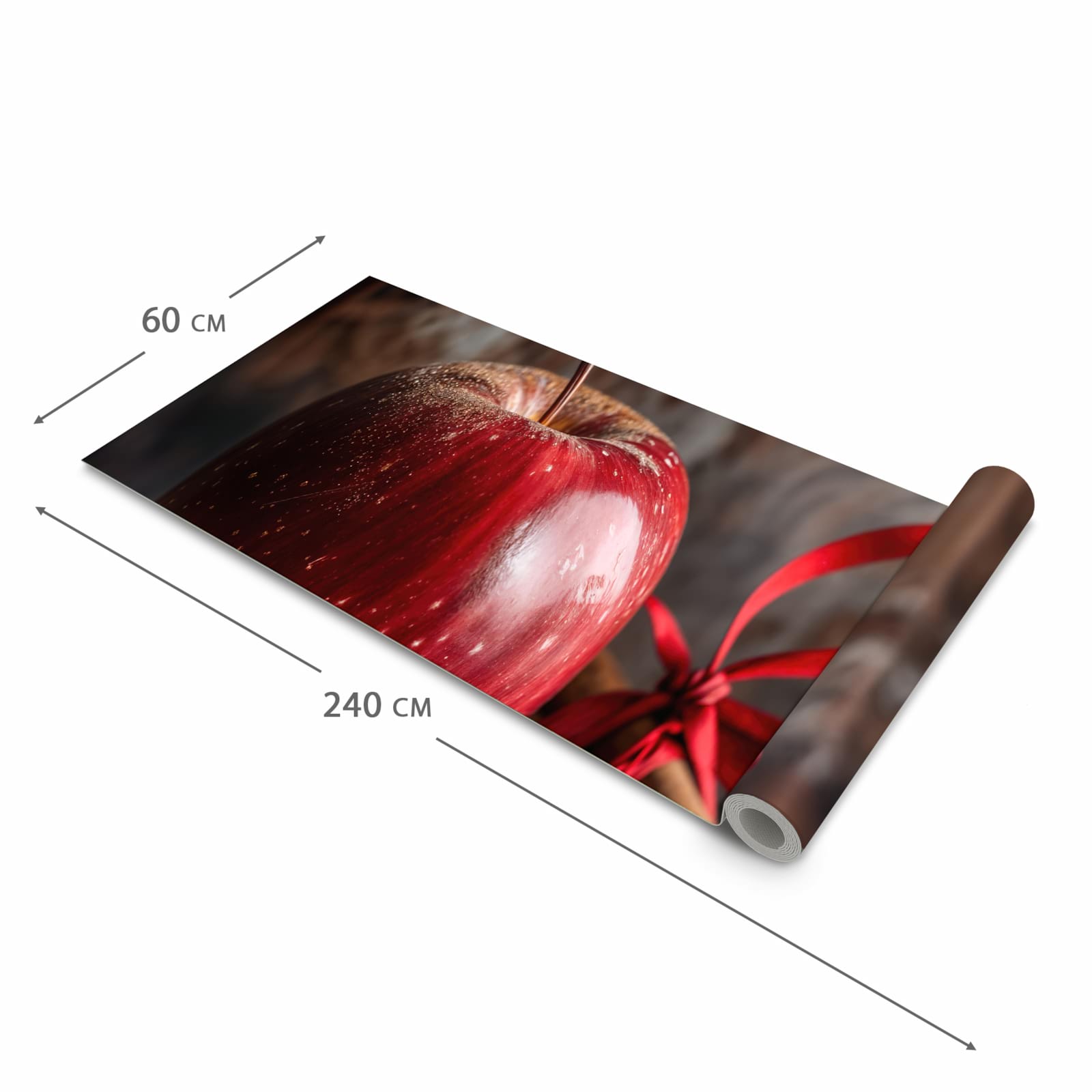 Zeitsparender Küchenteppich mit Motiv mit und Apfel in der Grösse 60x270 cm