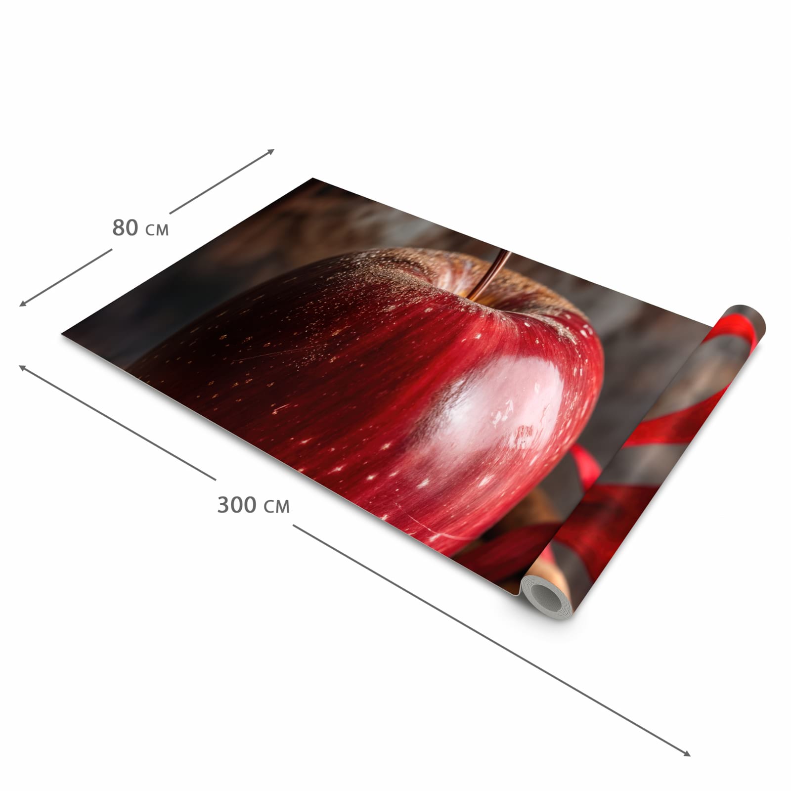 Schmutzabweisender Küchenvorleger mit Motiv mit und Apfel in der Größe 60x270 cm