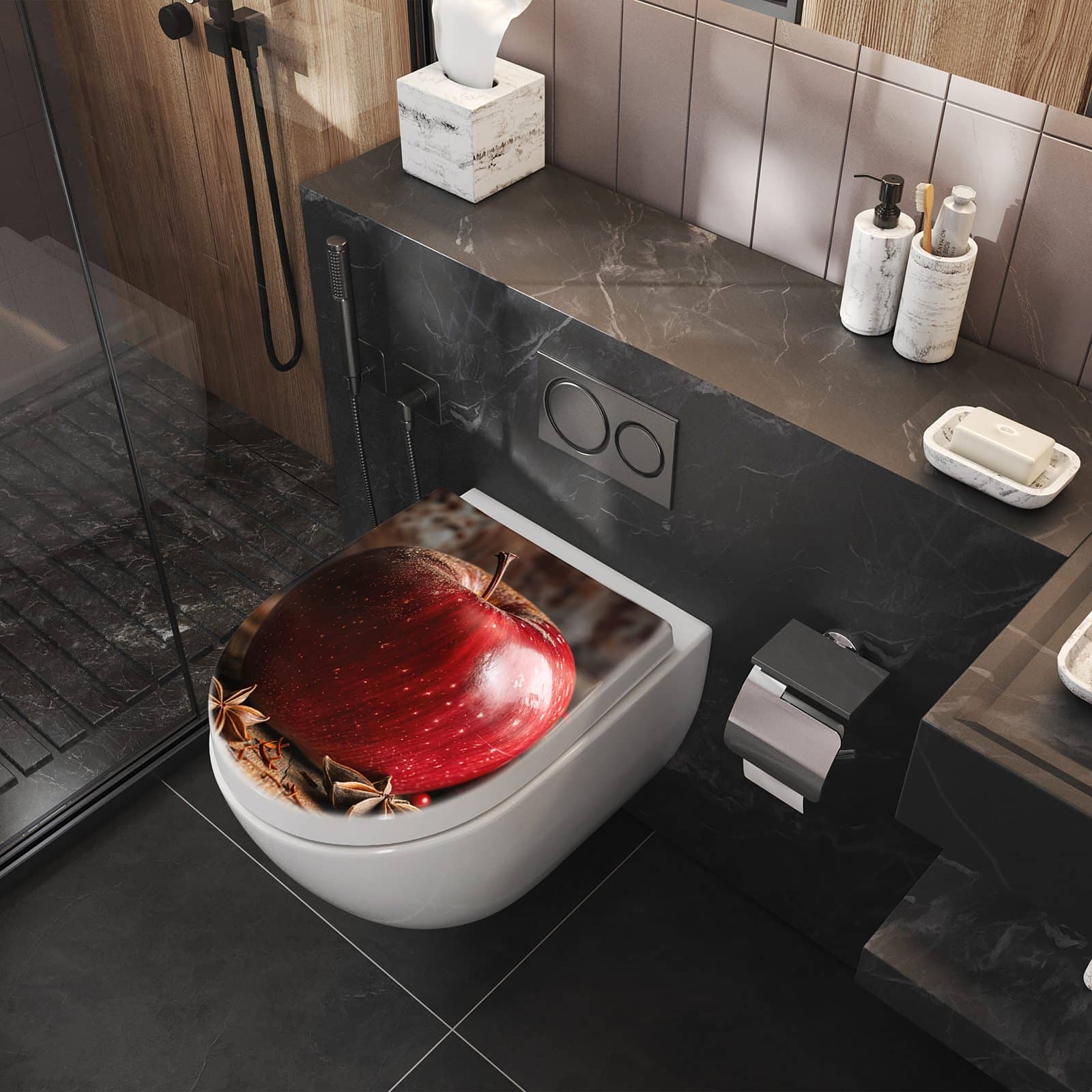 WC-Sitz mit Absenkautomatik mit und Apfel