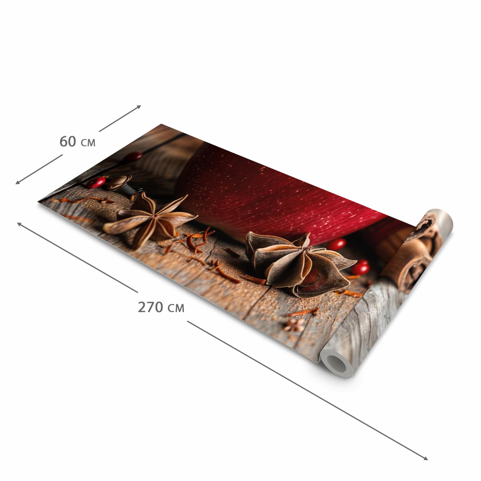 Geräuschdämpfender Küchenteppich mit Motiv mit und Apfel in der Größe 60x270 cm