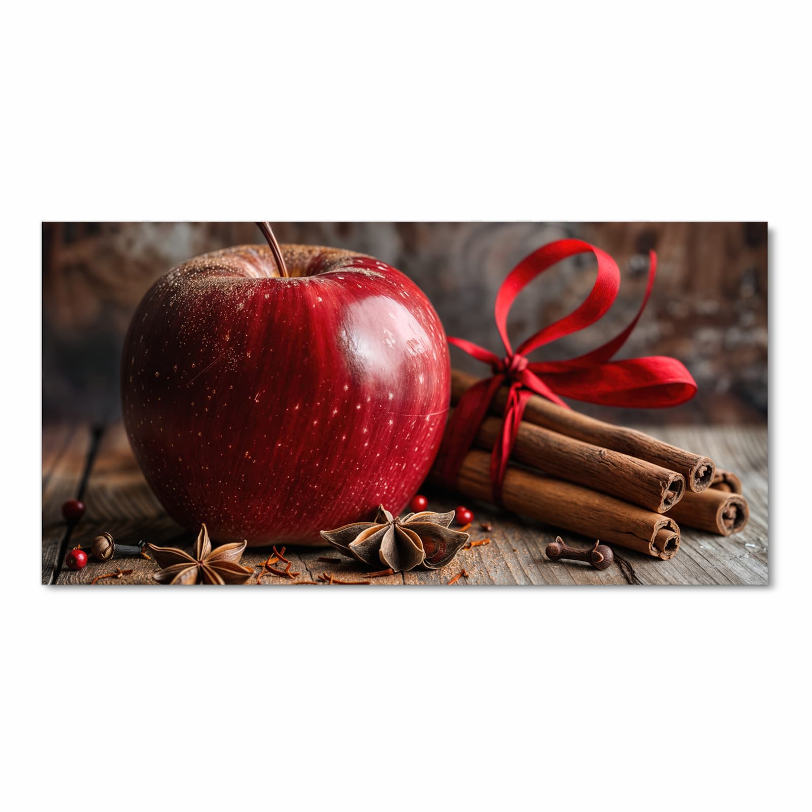 Pflegeleichter Küchenläufer mit Motiv mit und Apfel in Frontansicht