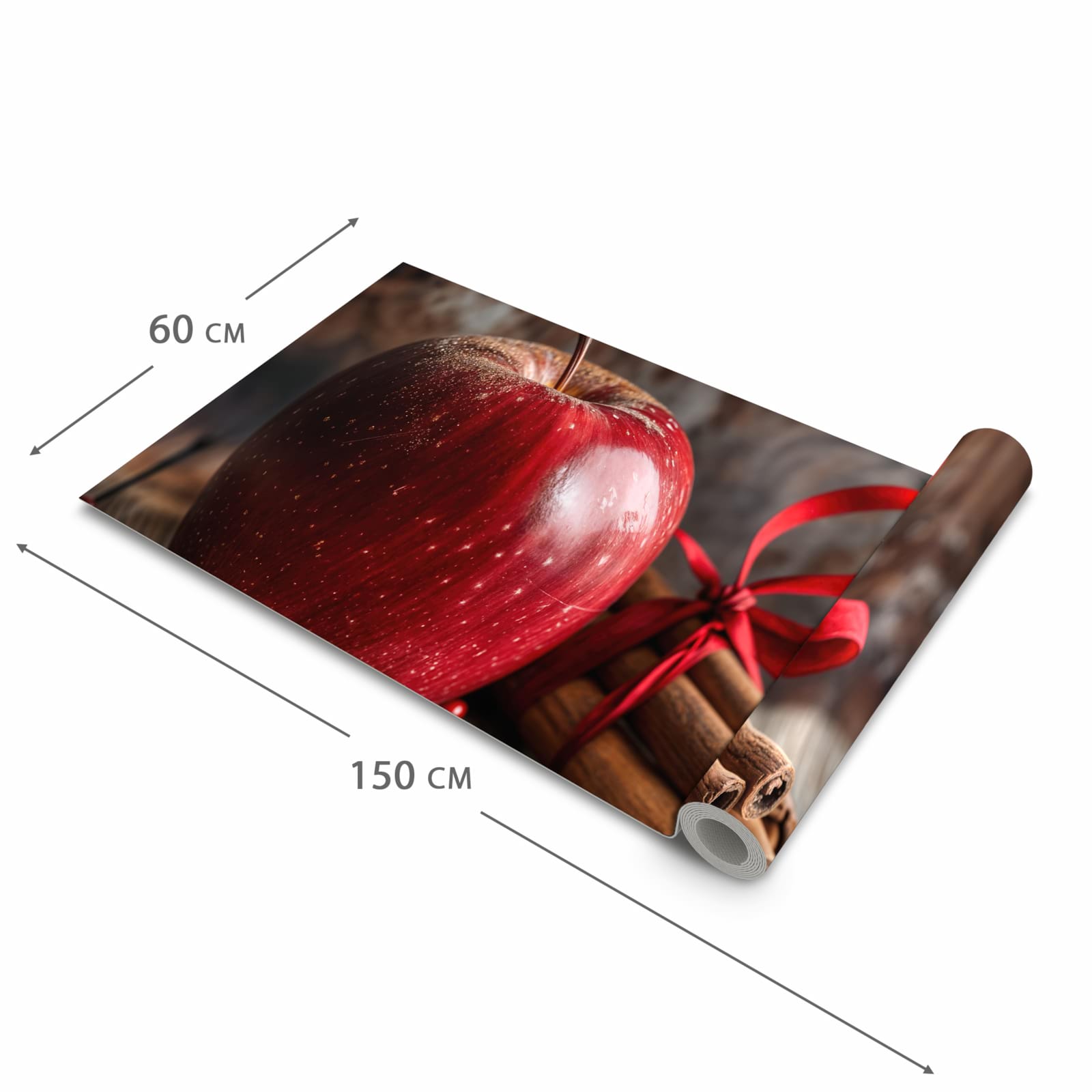Formstabiler Küchenteppich mit Motiv mit und Apfel in der Grösse 60x270 cm