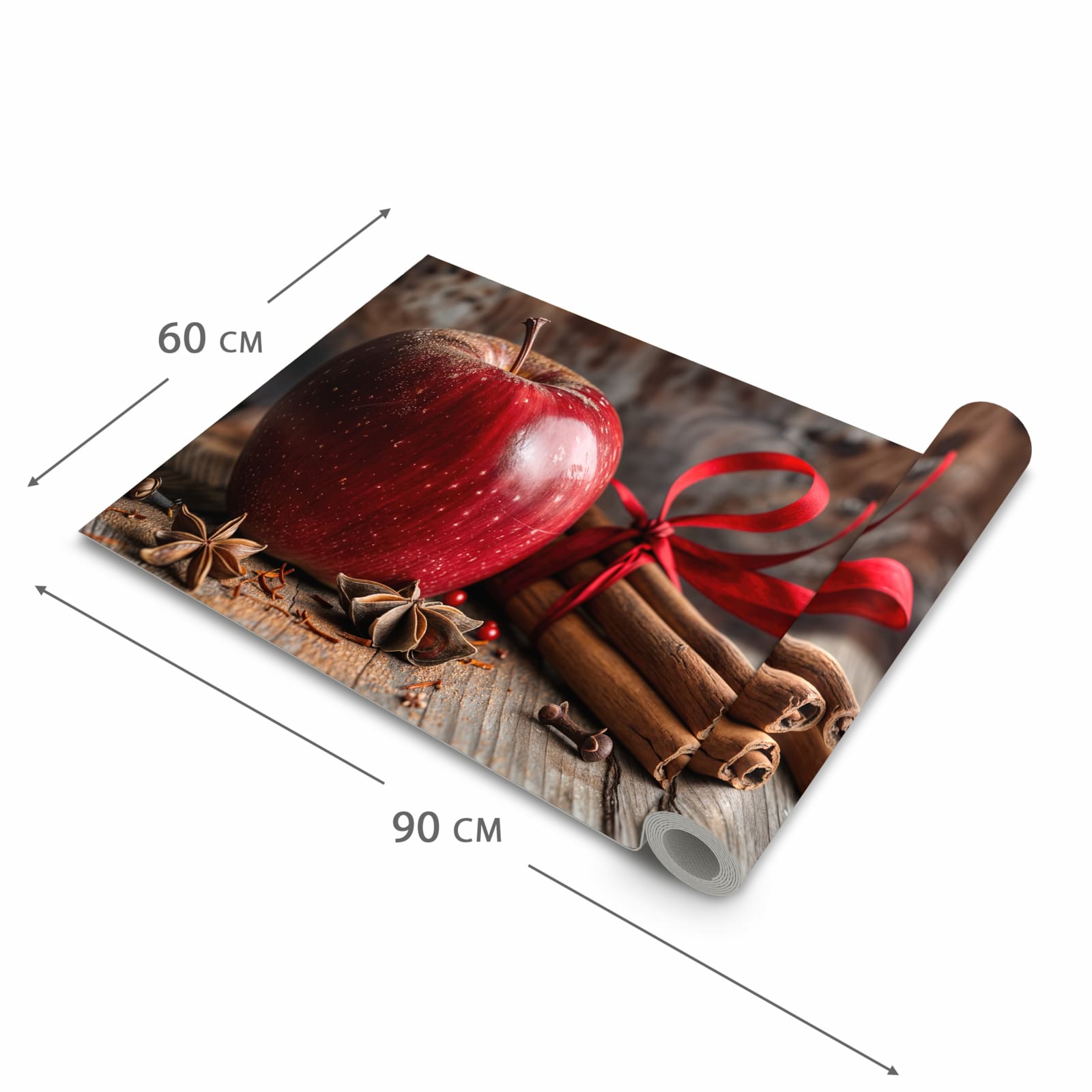 UV-beständiger Läufer für die Küche mit Motiv mit und Apfel in der Grösse 60x270 cm