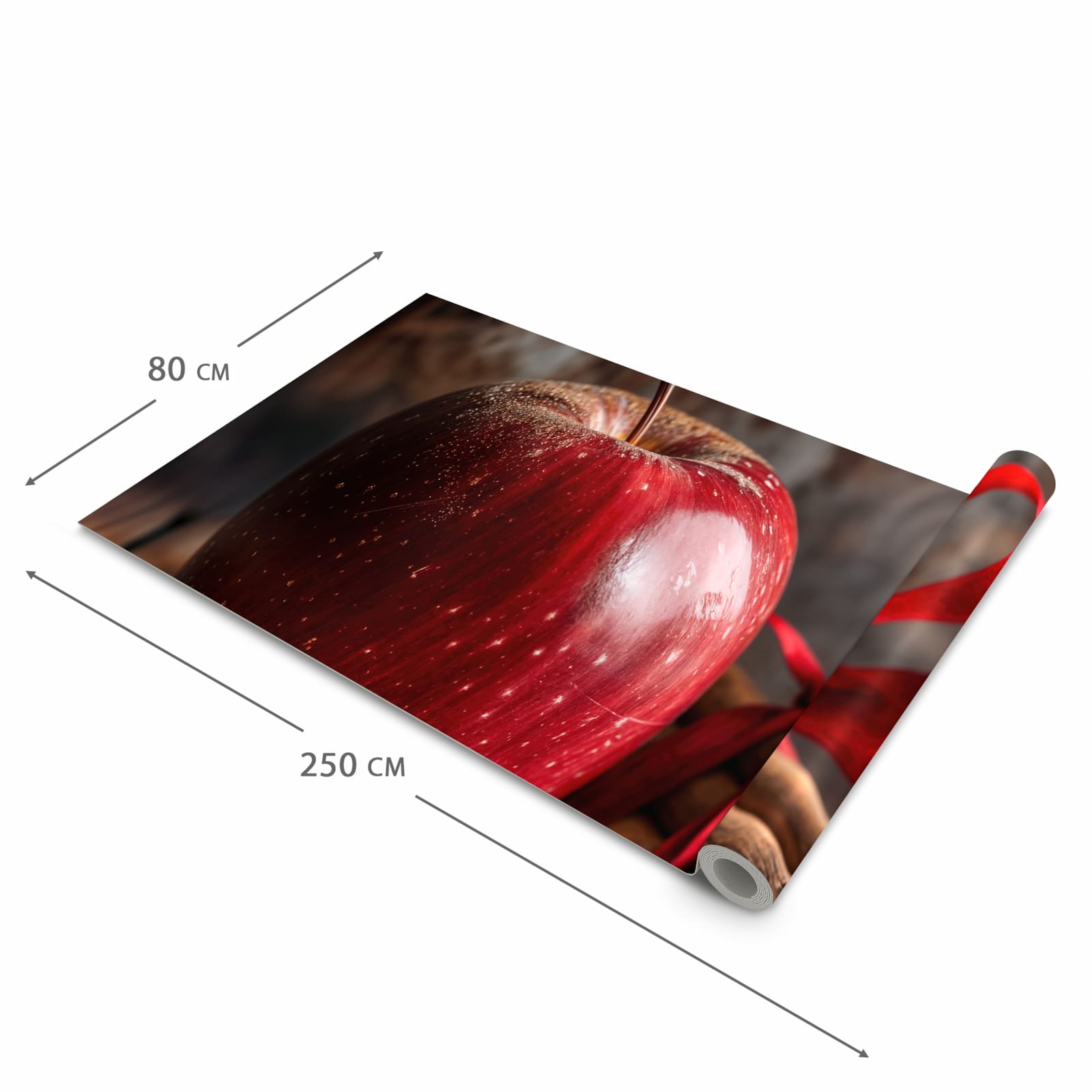 Wasserabweisender Küchenläufer mit Motiv mit und Apfel in der Größe 60x270 cm
