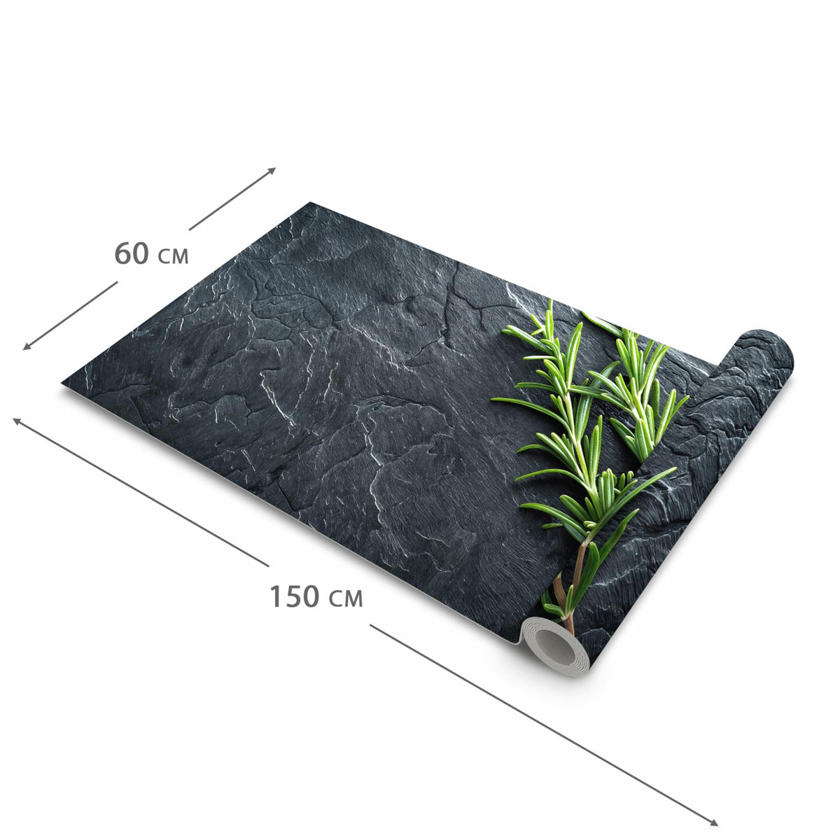 Rutschfester Küchenläufer mit Motiv Rosmarinzweig Slate in der Grösse 60x240 cm
