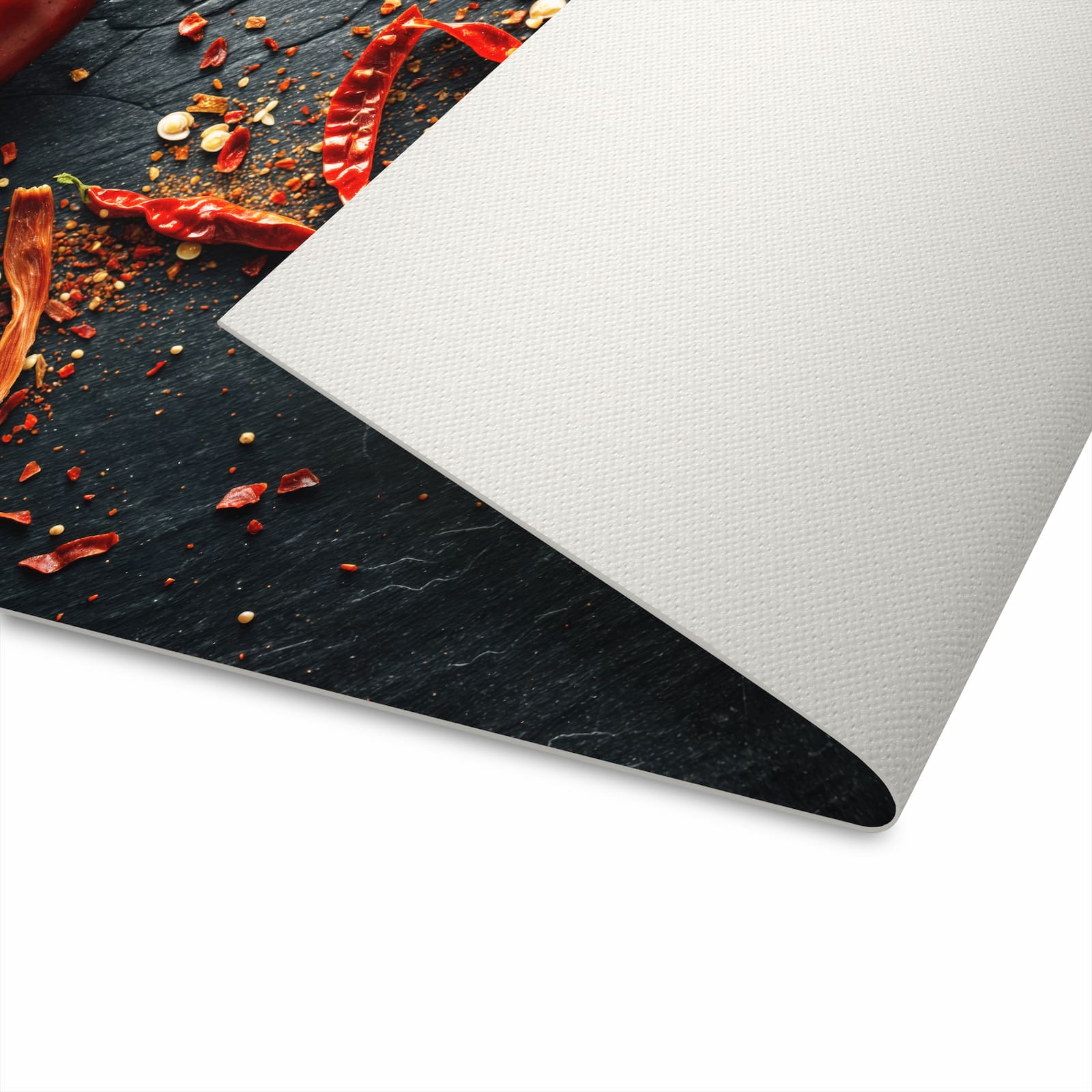 Farbbeständiger Läufer für Eingangsbereich mit Motiv Chili Auf Schiefer auf Unterseite