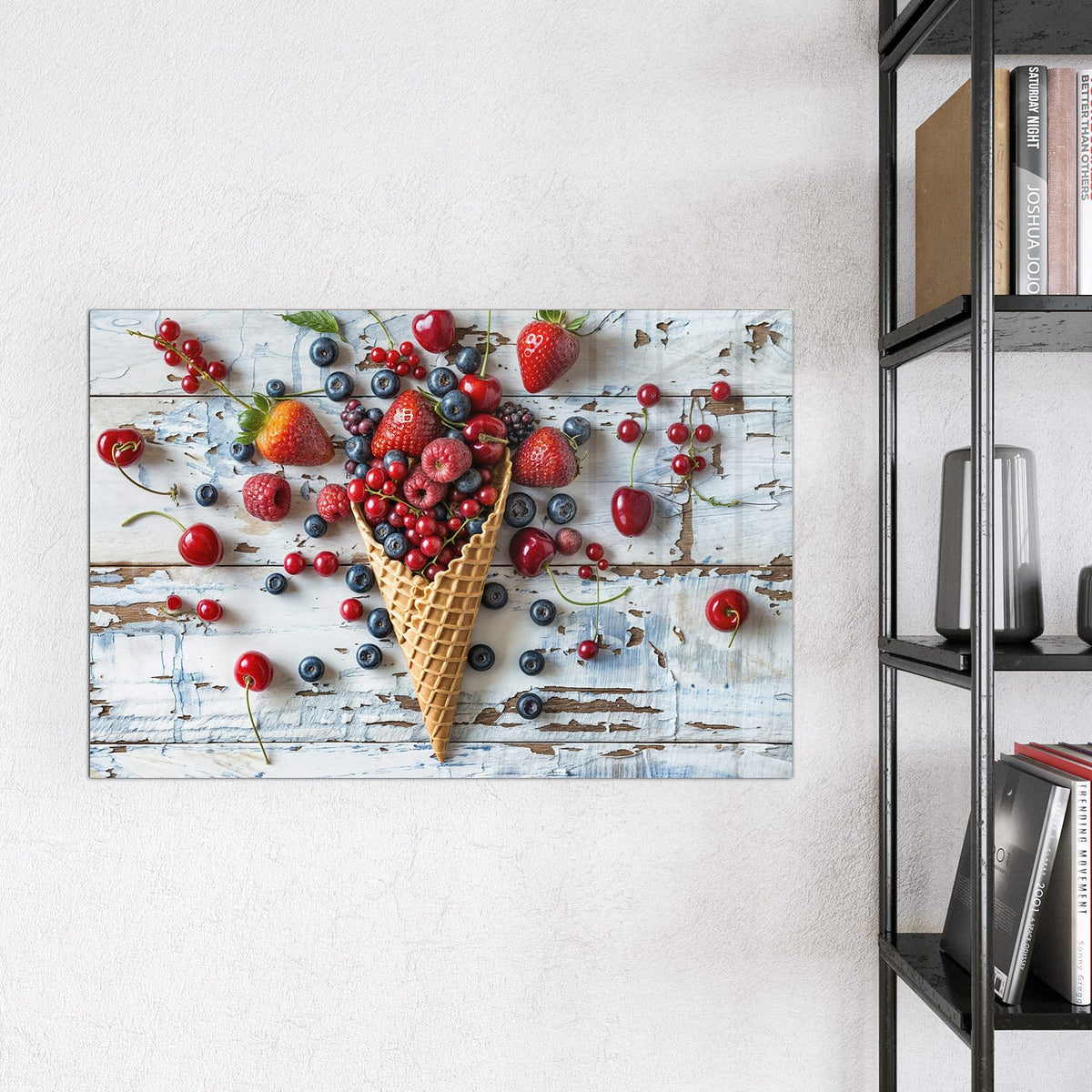 9 Größen – von 30 × 30 bis 120 × 90 cm – Magnettafel - Beeren in der Eiswaffel