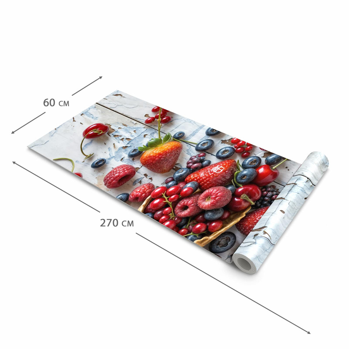 Waschbarer rutschfester Läufer mit Motiv Früchte Eiscreme in der Grösse 60x240 cm