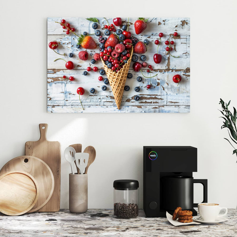 Maße Metall Magnettafel - Beeren in der Eiswaffel