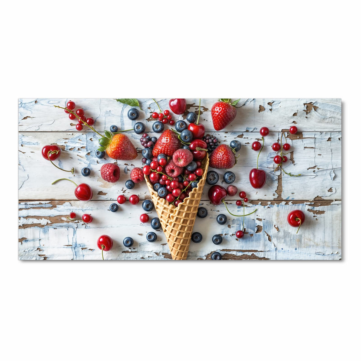 Langlebiger waschbarer Küchenteppich mit Motiv Früchte Eiscreme in Frontansicht
