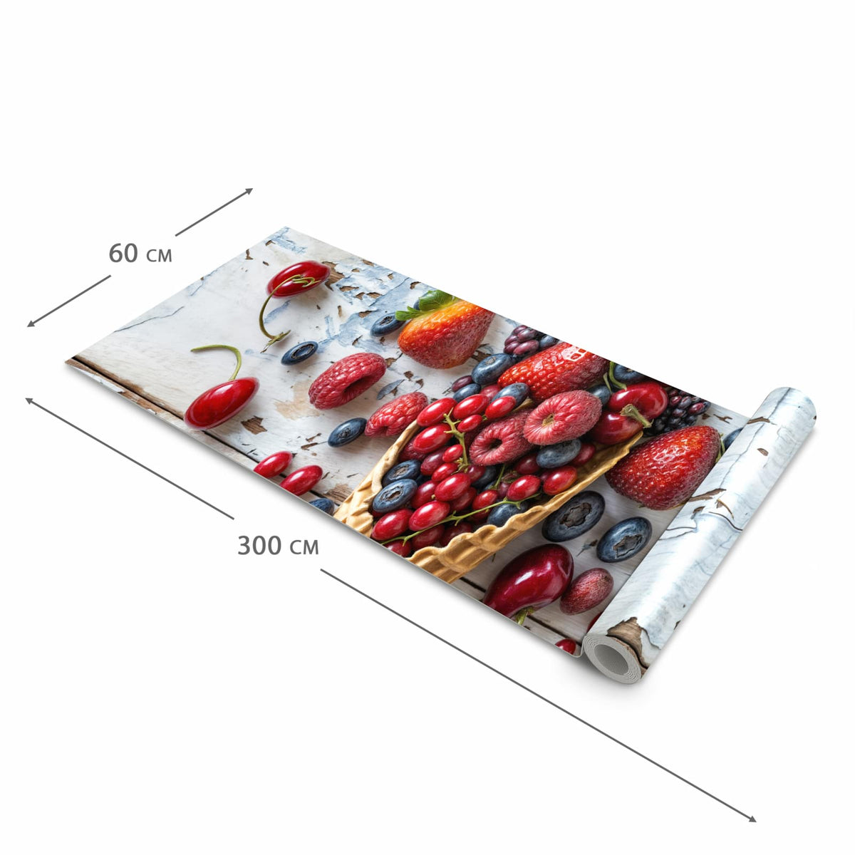 Langlebiger dünner Küchenteppich mit Motiv Früchte Eiscreme in der Grösse 60x240 cm