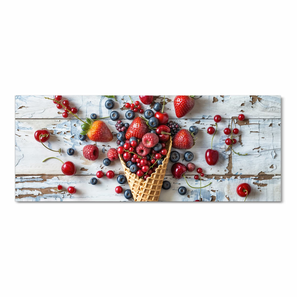 Flacher großer Küchenteppich mit Motiv Früchte Eiscreme in Frontansicht