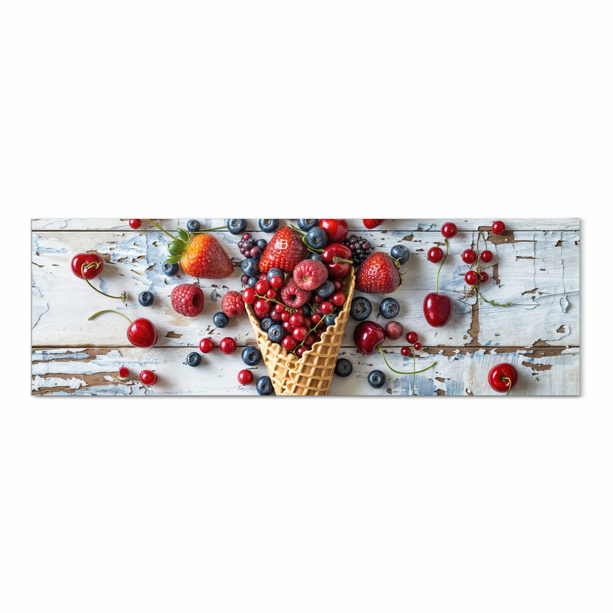 Hygienischer rutschfester Küchenläufer mit Motiv Früchte Eiscreme in Frontansicht