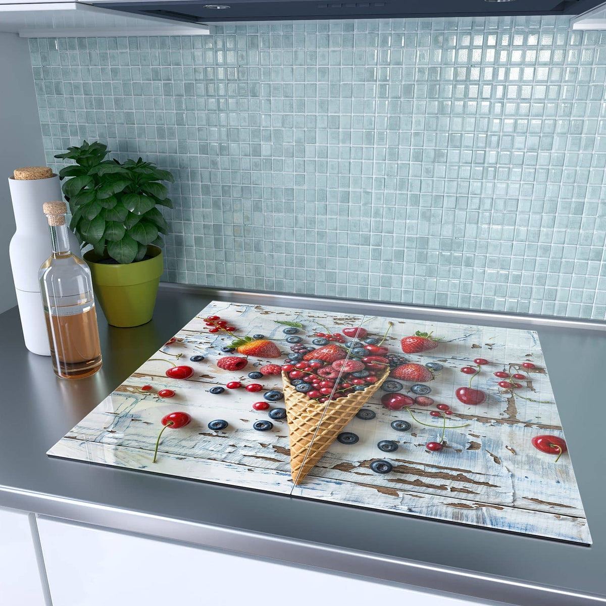 Herdabdeckplatte Beeren in der Eiswaffel – Beeren in der Eiswaffel