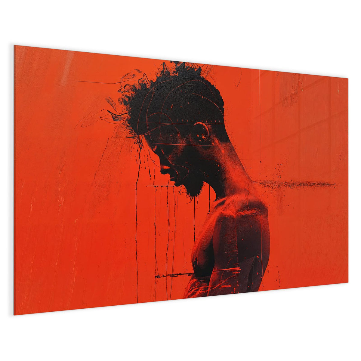 4 mm Glas statt lackiertem Blech – Magnettafel - Silhouette vor Rot