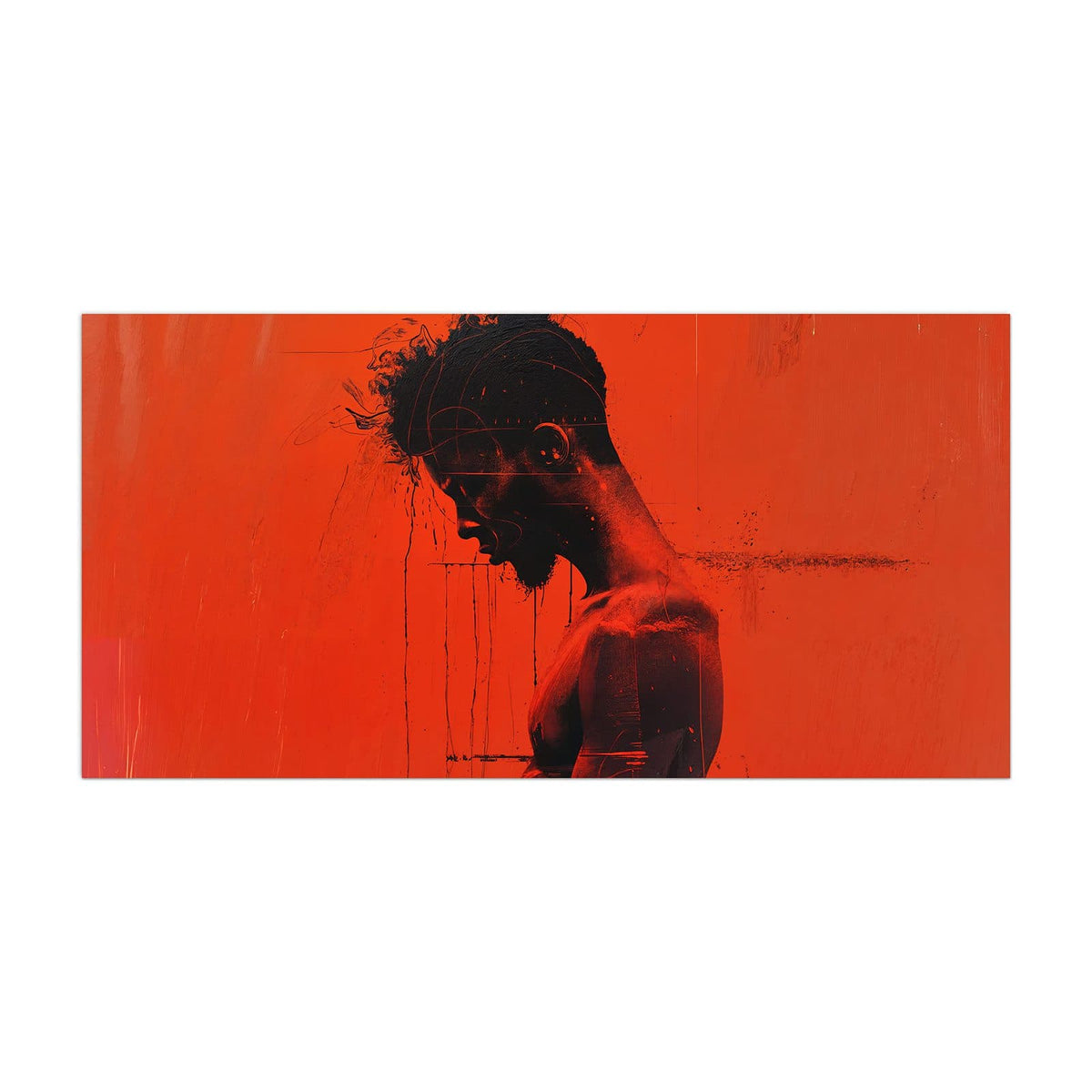 Küchenrückwand aus Glas Silhouette vor Rot im Hochformat, Motiv bildfüllend von vorn