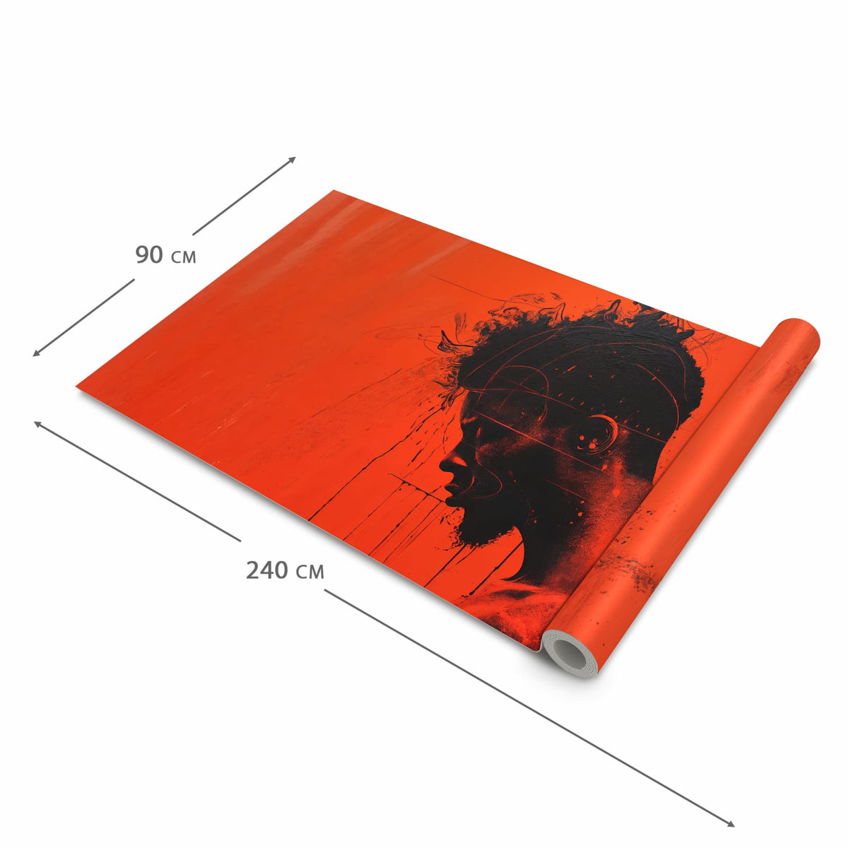 Rutschfester Teppichläufer für die Küche mit Motiv Dunkelrotes Profil in der Grösse 60x240 cm