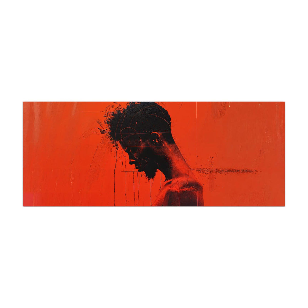 Küchenrückwand aus Glas Silhouette vor Rot im Hochformat, Motiv bildfüllend von vorn