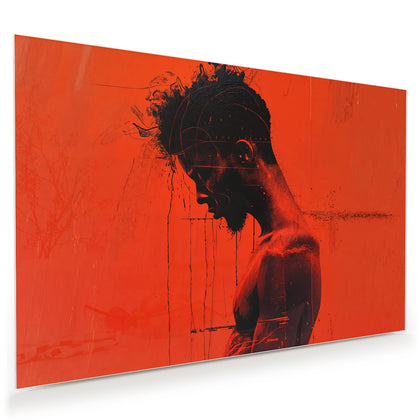 Wandbild mit dem Motiv Silhouette vor Rot