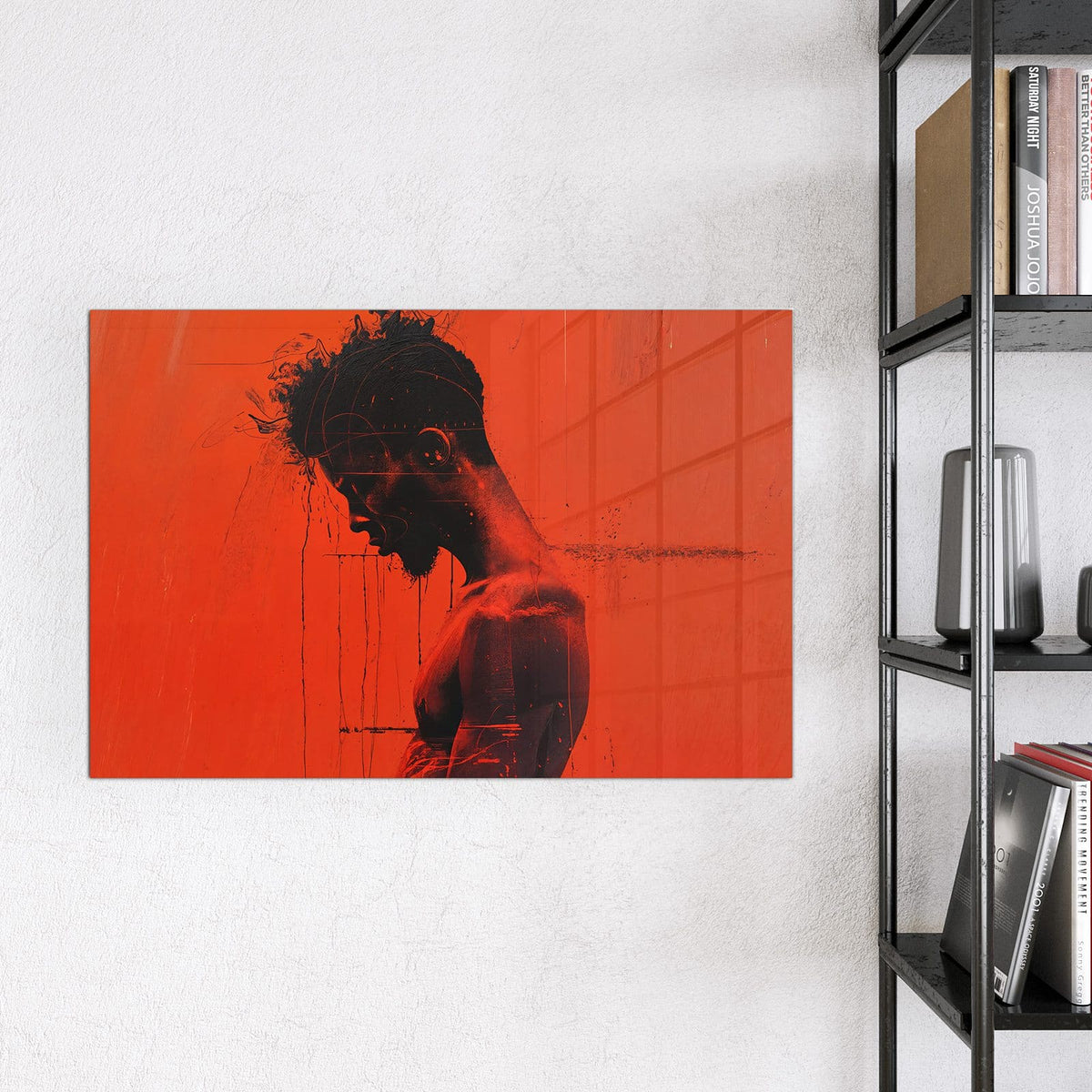 Magnettafel - Silhouette vor Rot – Schwarze Silhouette vor Rot