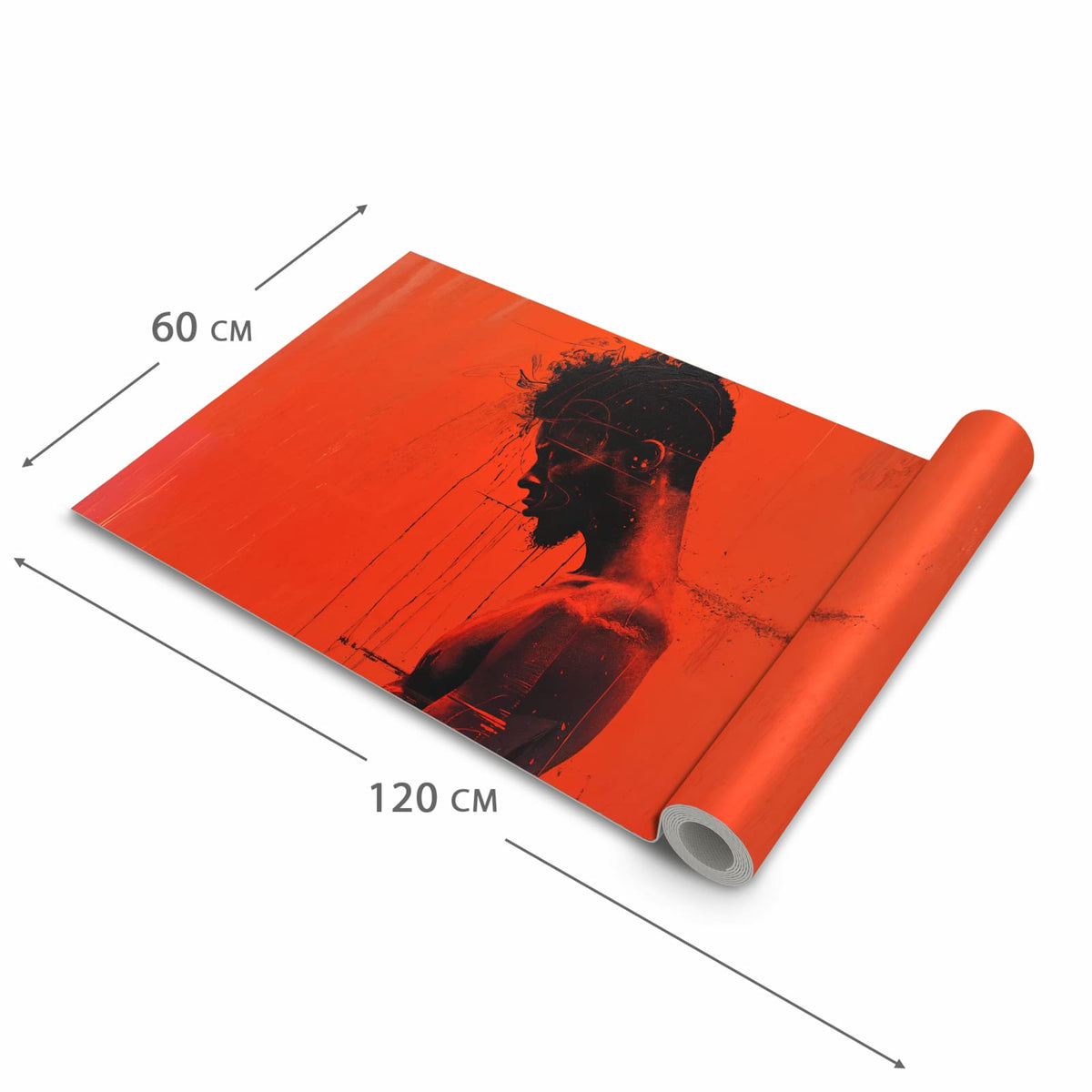 Geräuschdämpfender Teppich für die Küche mit Motiv Dunkelrotes Profil in der Größe 60x180 cm