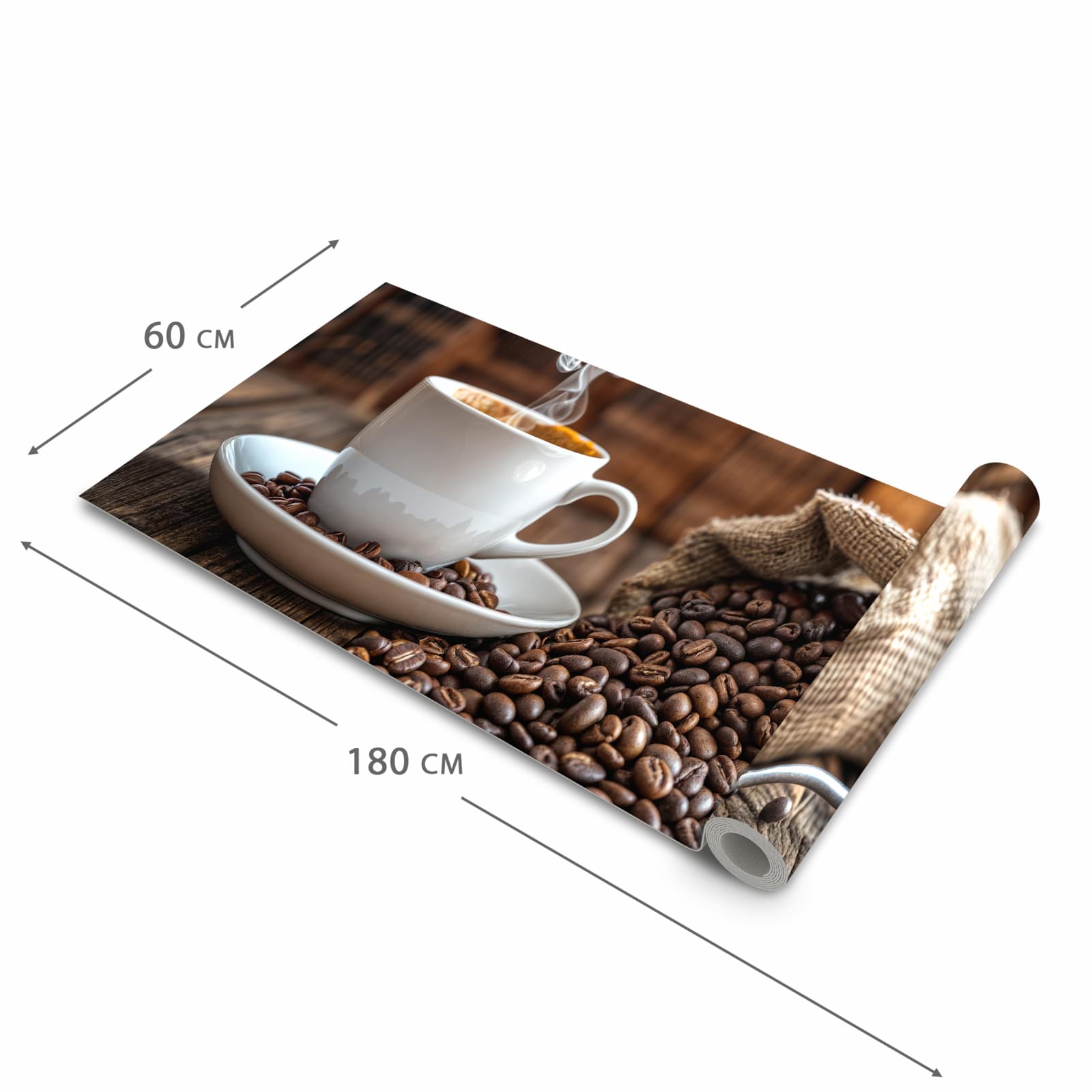 Rutschfester Läufer für Flur mit Motiv Kaffeegenuss in der Grösse 60x150 cm