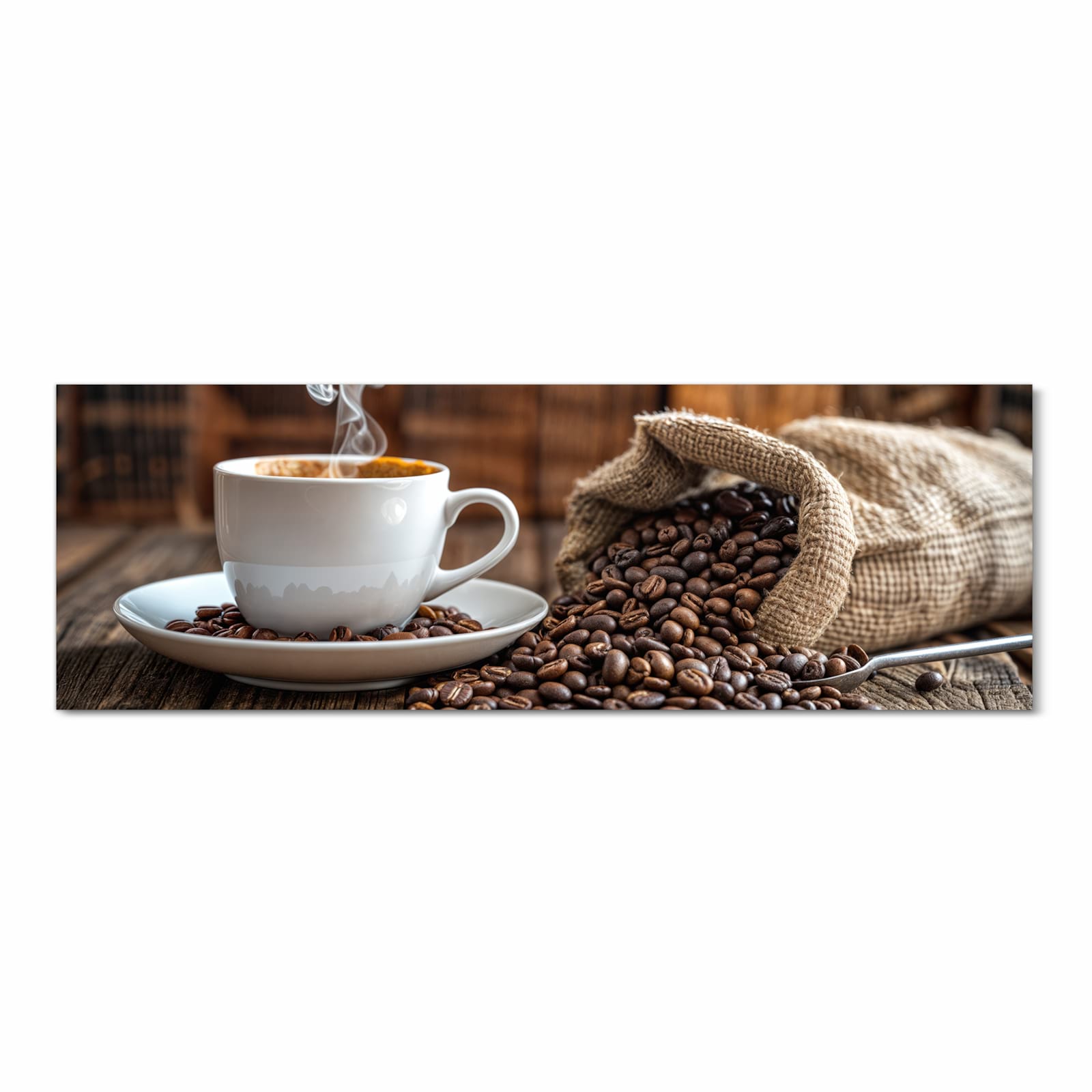 Pflegeleichter rutschfester Küchenläufer mit Motiv Kaffeegenuss in Frontansicht