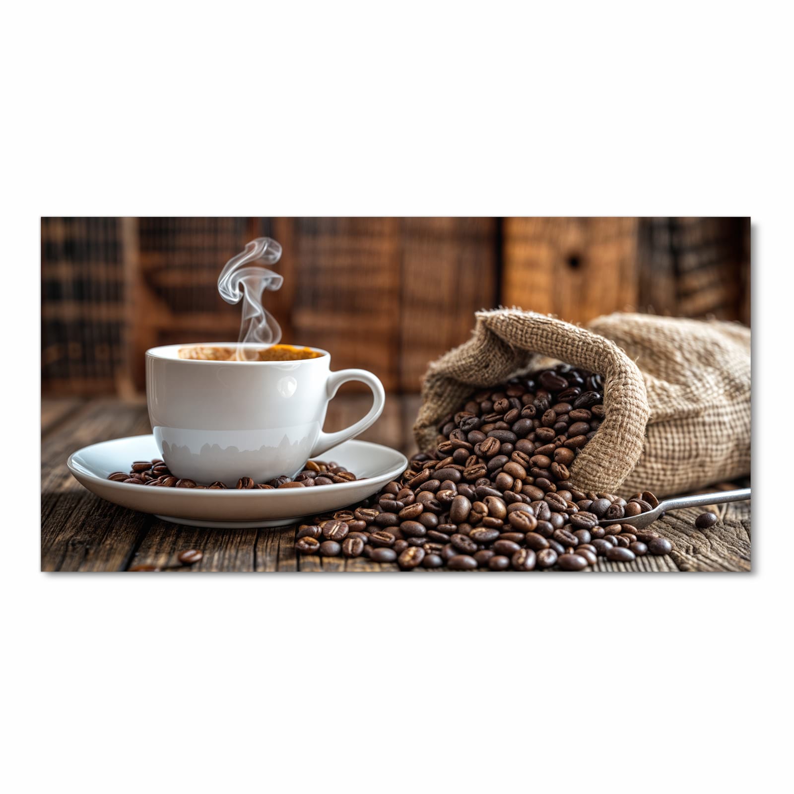 Komfortabler rutschfester Küchenläufer mit Motiv Kaffeegenuss in Frontansicht