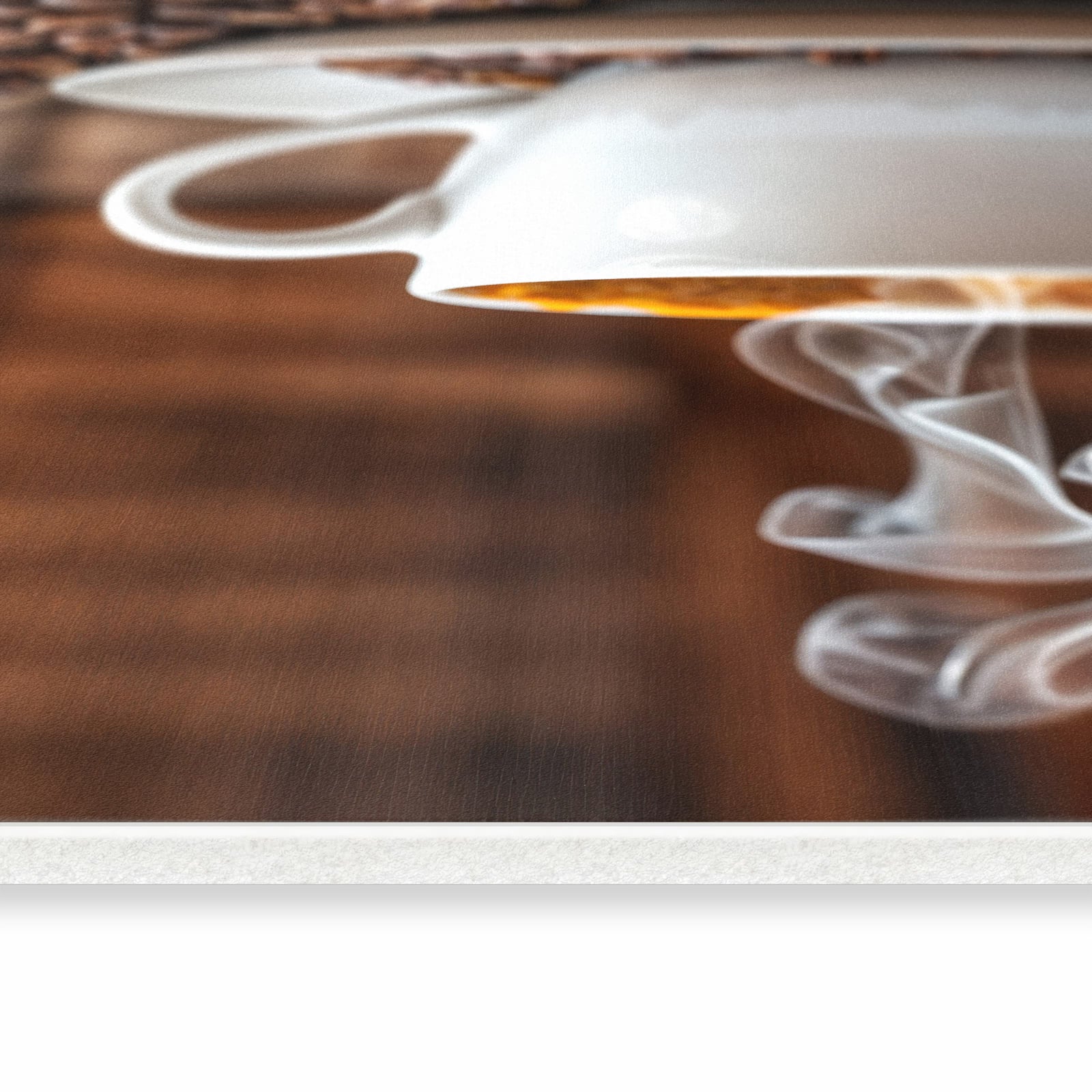 Rutschfester dünner Küchenteppich mit Motiv Kaffeegenuss in seitlicher Ansicht für Trittkomfort