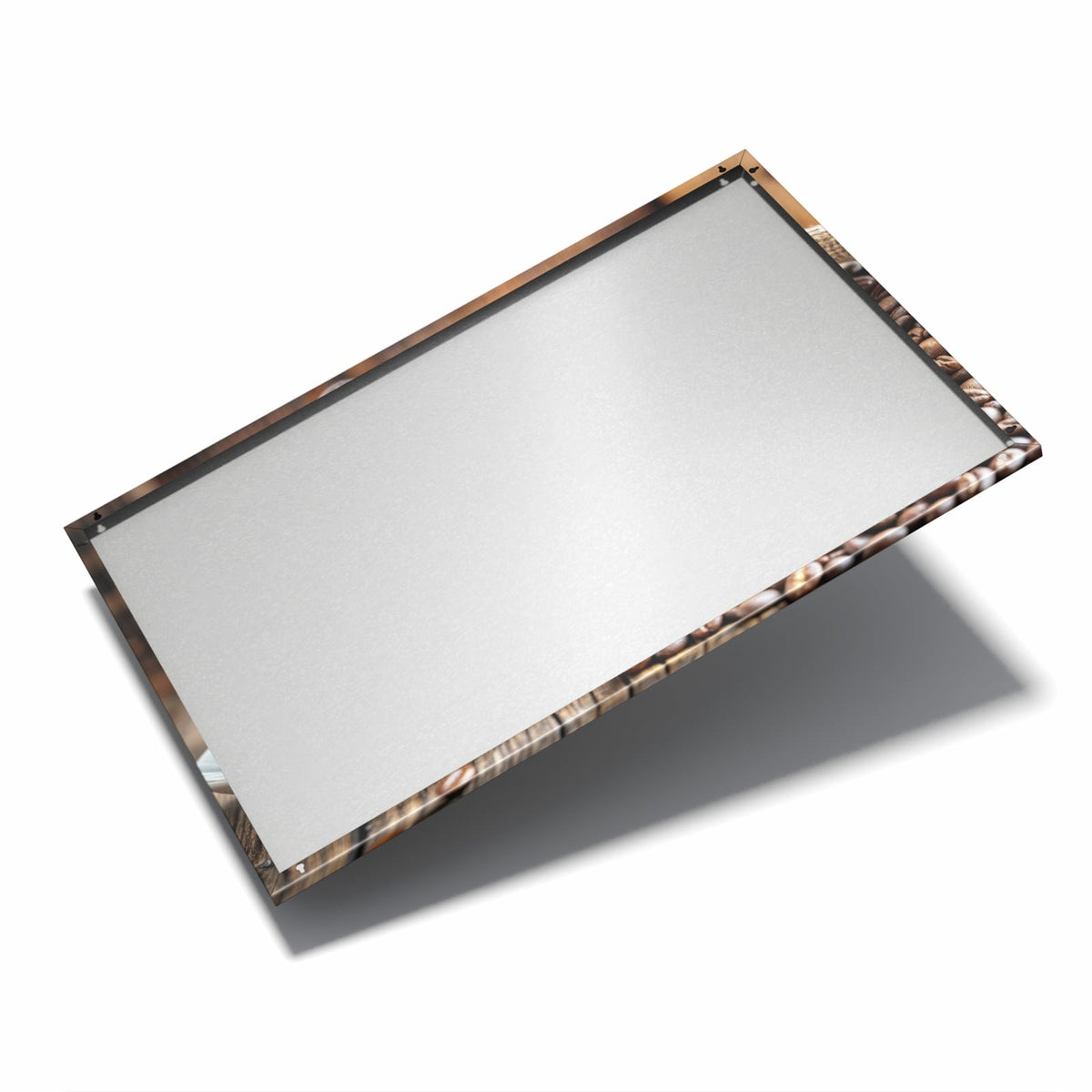 Nur 7 mm – liegt eng an der Wand – Metall Magnettafel - Dampfende Tasse Kaffee