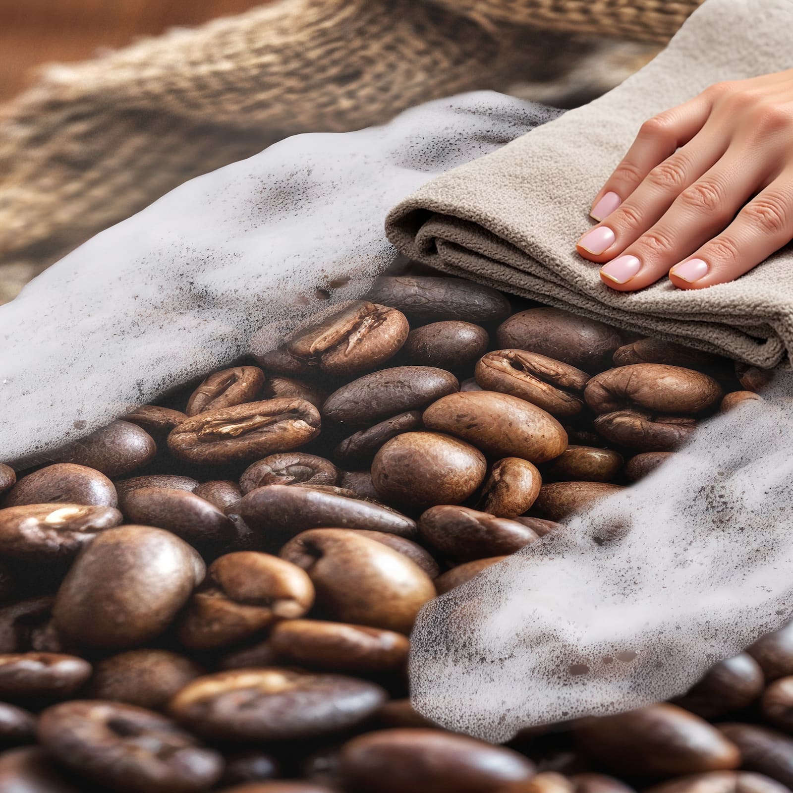 Geruchsneutraler Küchenteppich mit Motiv Kaffeegenuss, einfach zu reinigen