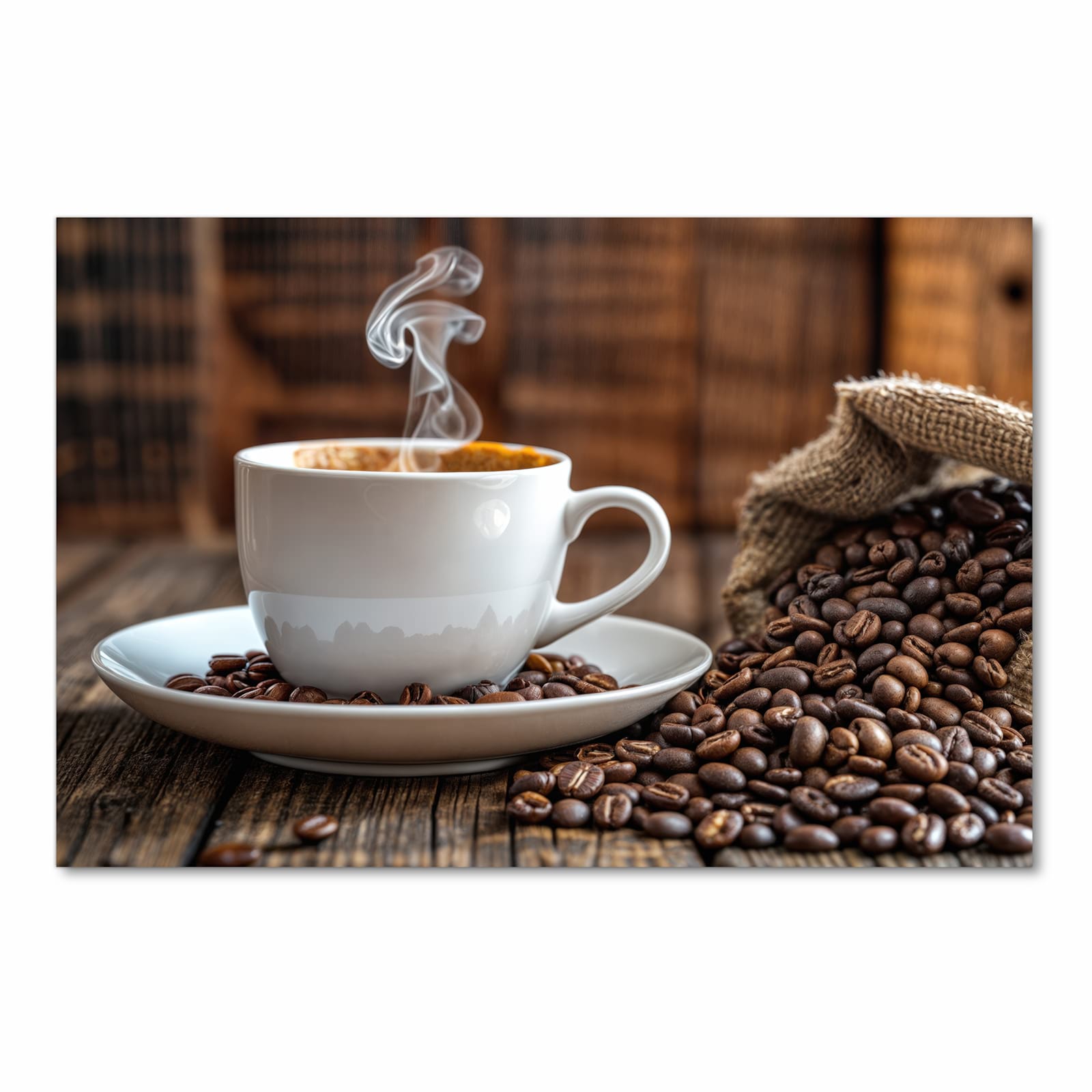 Waschbarer moderner Küchenläufer mit Motiv Kaffeegenuss in Frontansicht