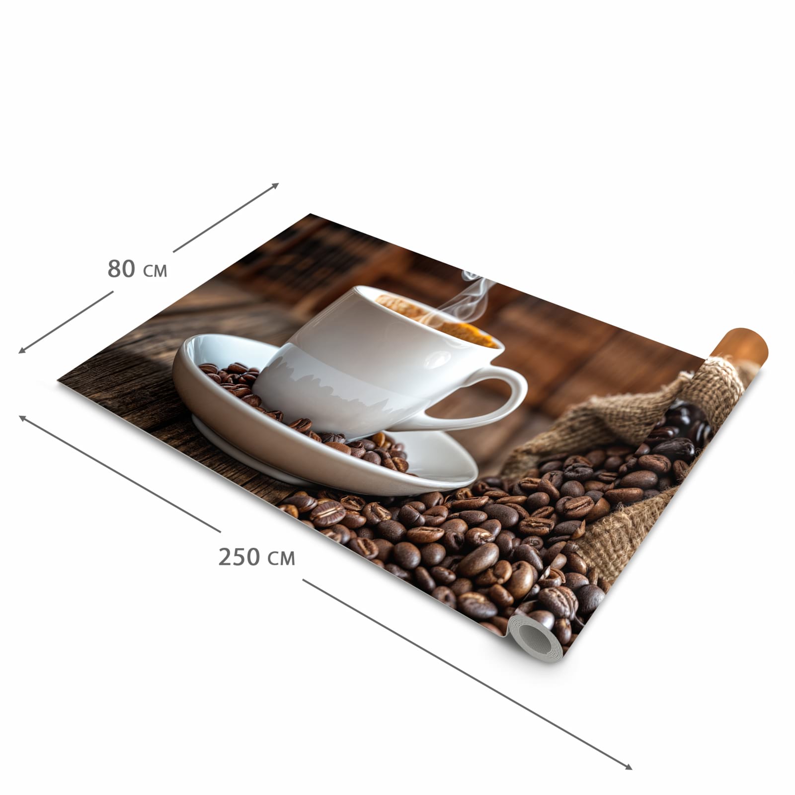 Formstabiler rutschfester Küchenteppich mit Motiv Kaffeegenuss in der Grösse 60x150 cm