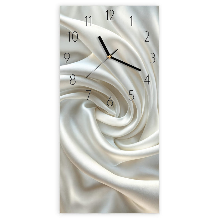 Wanduhr Seidene Textur aus Glas – Hochformat 30 × 60 cm mit Ziffernblatt Elegant