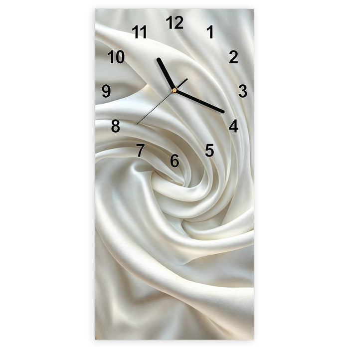 Wanduhr Seidene Textur aus Glas – Hochformat 30 × 60 cm mit Ziffernblatt Modern