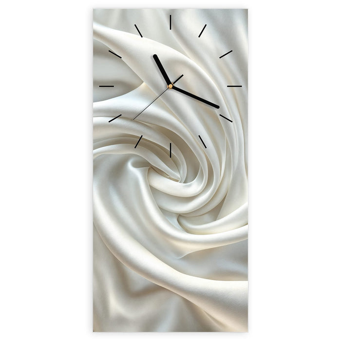 Wanduhr Seidene Textur aus Glas – Hochformat 30 × 60 cm mit Ziffernblatt Linie