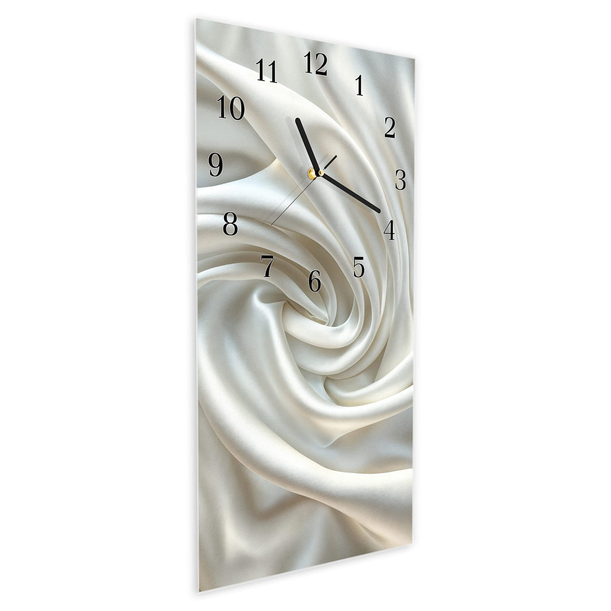 Vormontiert – mit Schwebeeffekt – Wanduhr Seidene Textur aus Glas – Hochformat 30 × 60 cm