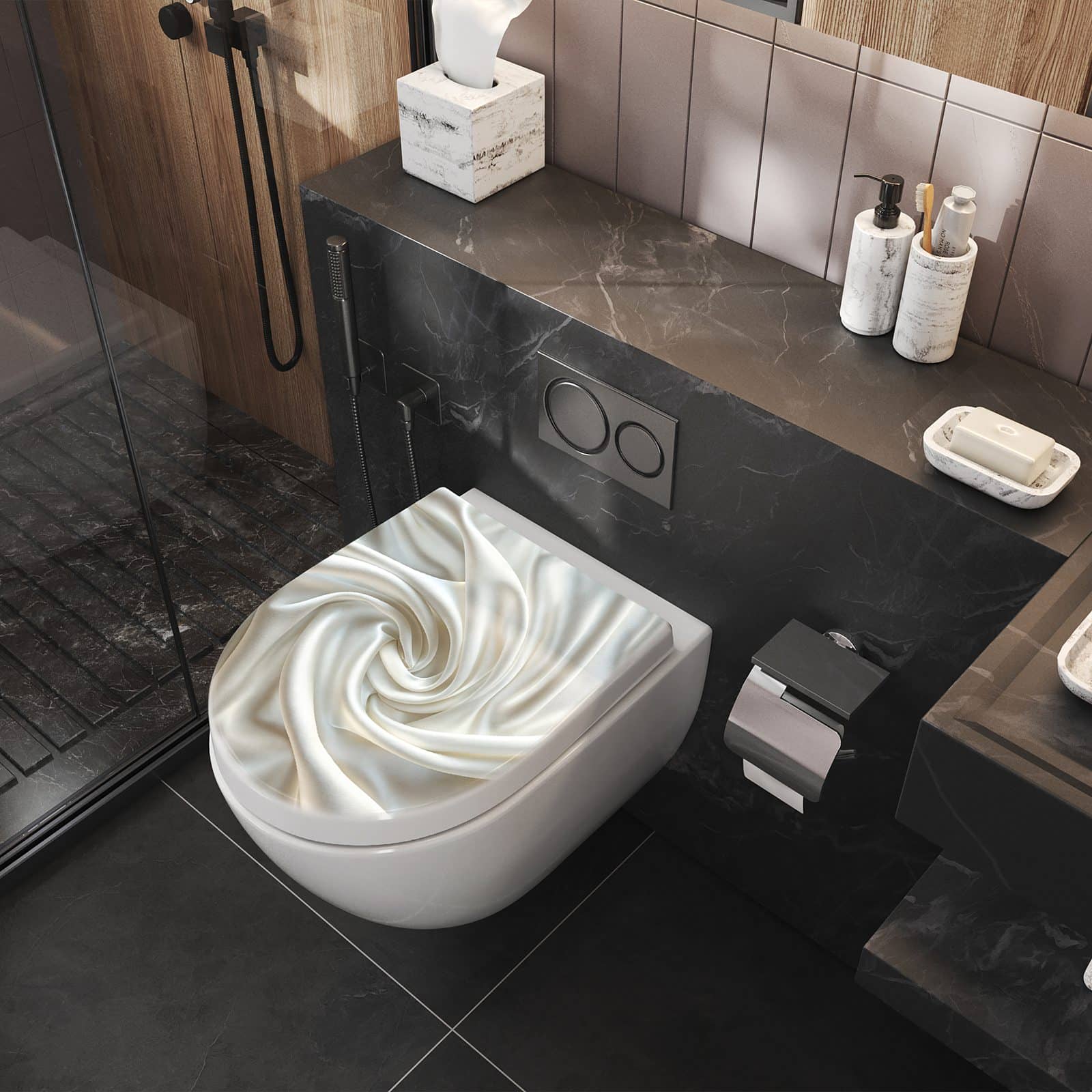 WC-Sitz mit Absenkautomatik Seidene Textur