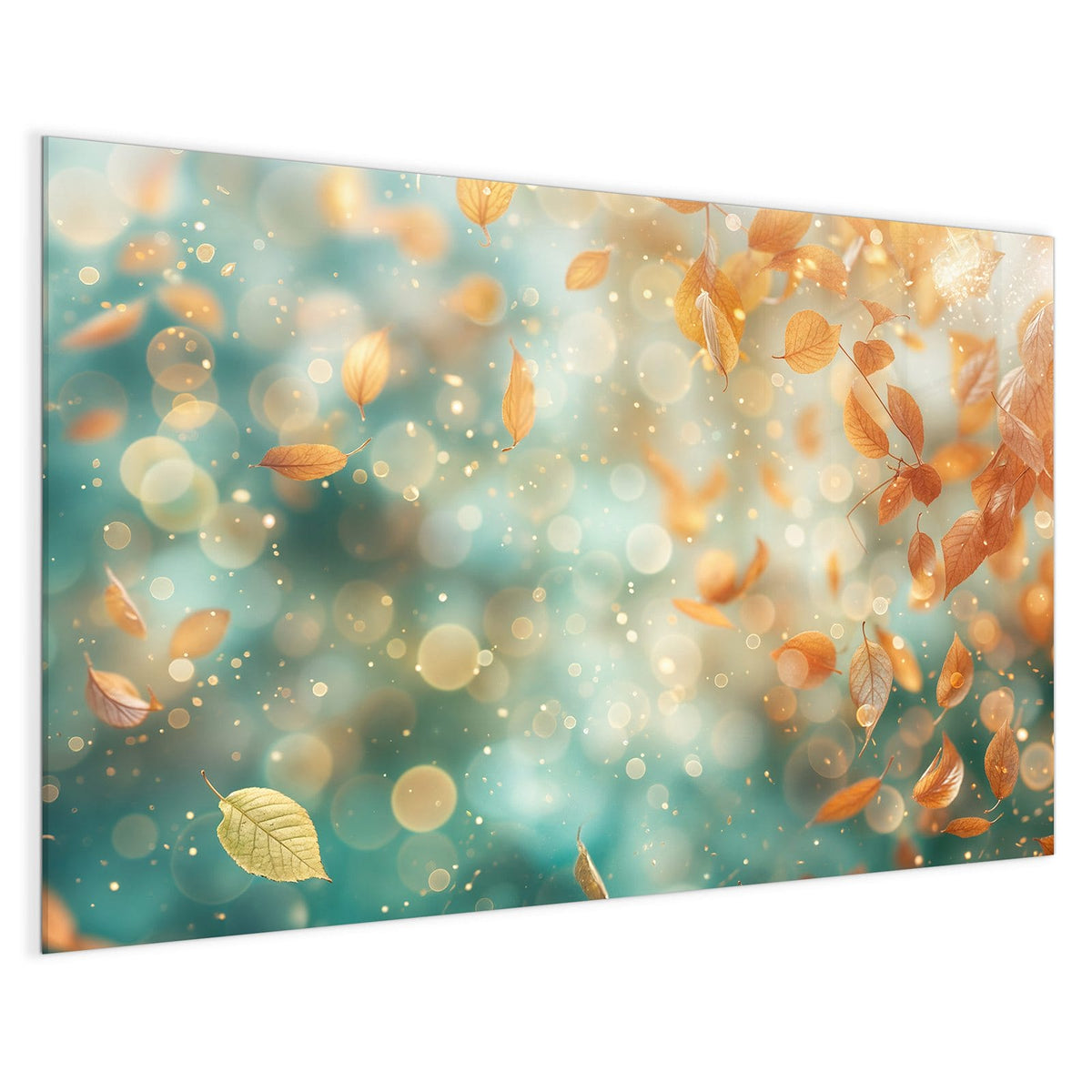 4 mm Glas statt lackiertem Blech – Magnettafel - Goldene Blätter im Flug