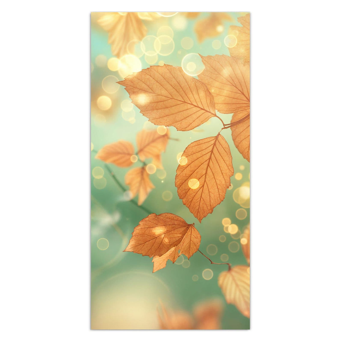 11 Größen – von 30 × 60 bis 60 × 150 cm – Wandbild - Blätter vor Türkis - Hochformat