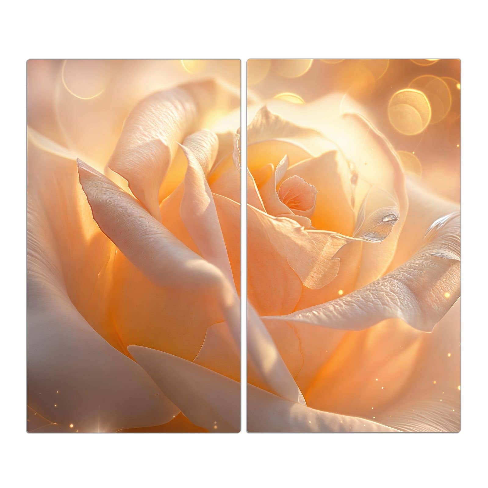 2-teilige Herdabdeckung aus Glas mit Leuchtende Blüte-Motiv in der Frontansicht