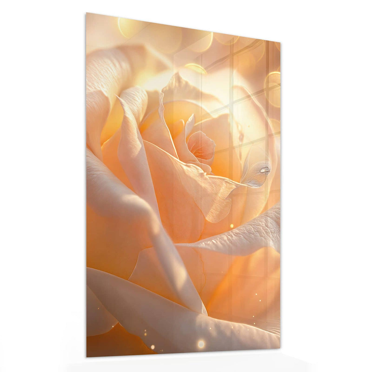 11 Größen – von 30 × 60 bis 60 × 150 cm – Wandbild - Apricotfarbene Rose - Hochformat