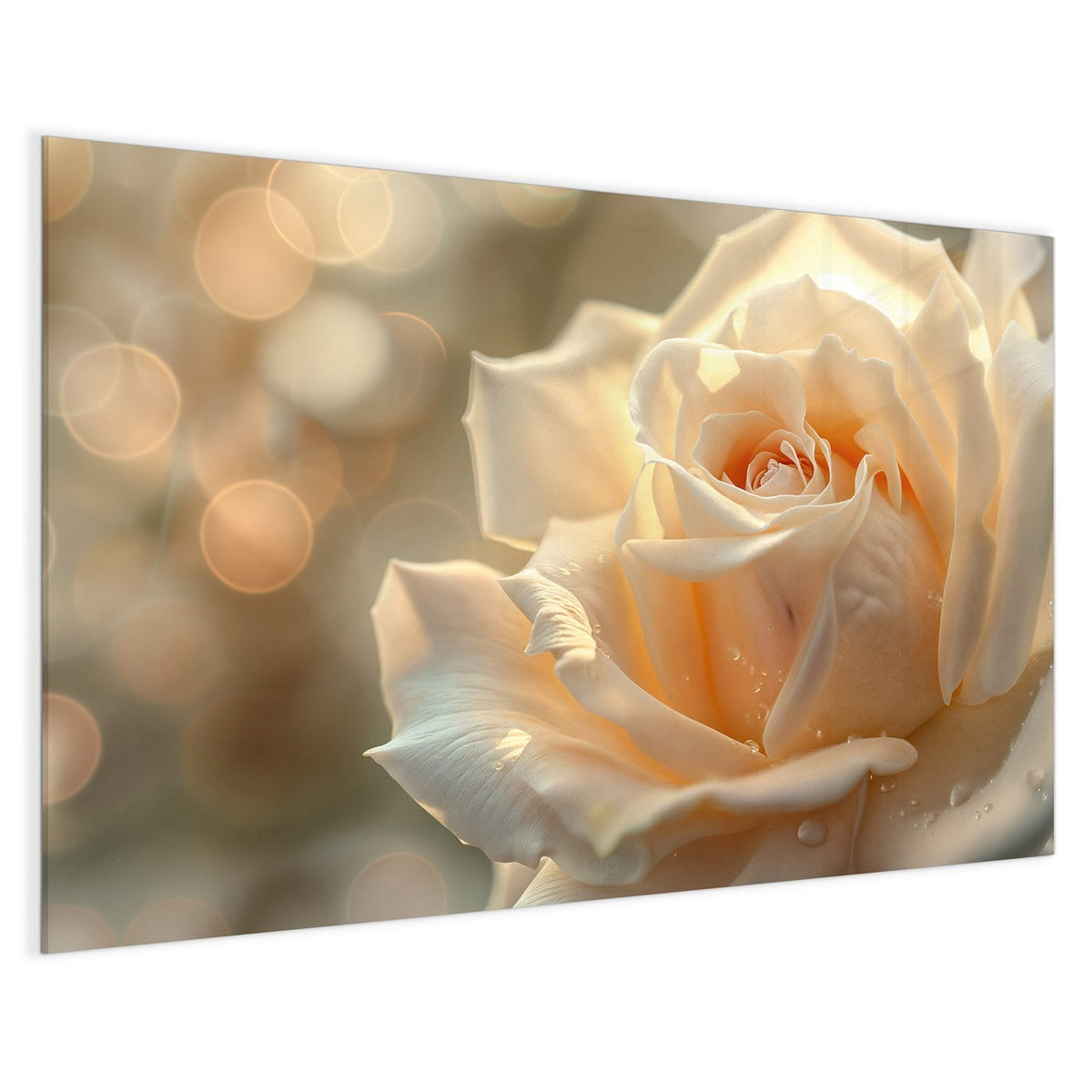 4 mm Glas statt lackiertem Blech – Magnettafel - Rose mit Wassertropfen