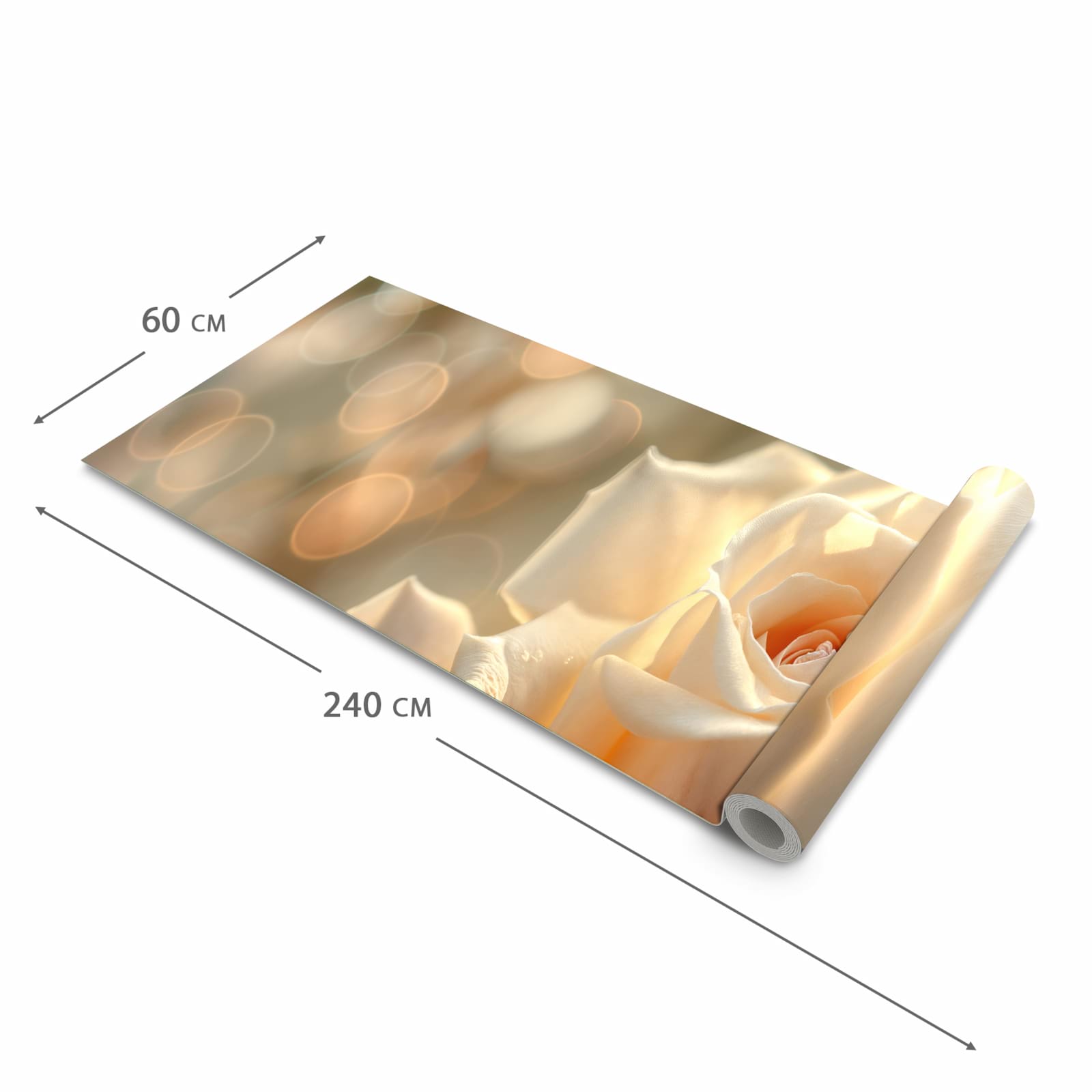 Flacher rutschfester Küchenteppich mit Motiv Elegante Rose in der Grösse 90x240 cm