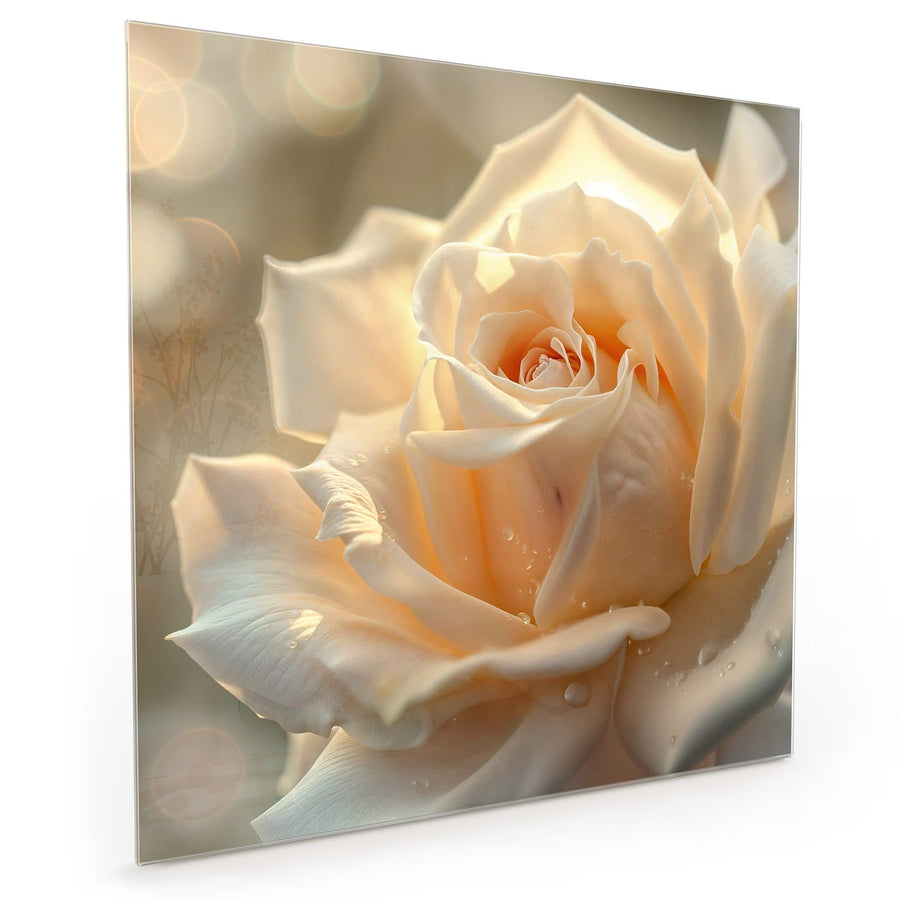 Maße Küchenrückwand Rose mit Wassertropfen aus Glas