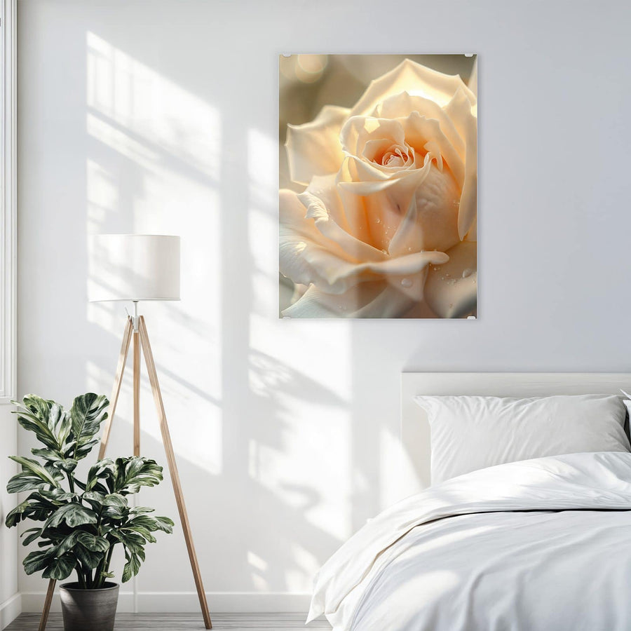 Maße Wandbild - Rose mit Wassertropfen - Hochformat