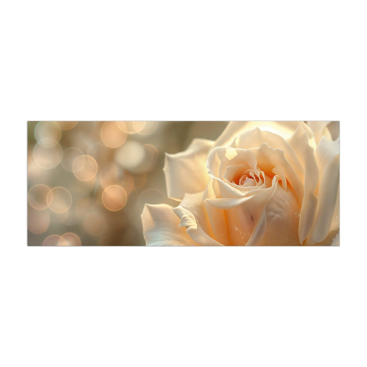 Küchenrückwand aus Glas Rose mit Wassertropfen im Hochformat, Motiv bildfüllend von vorn
