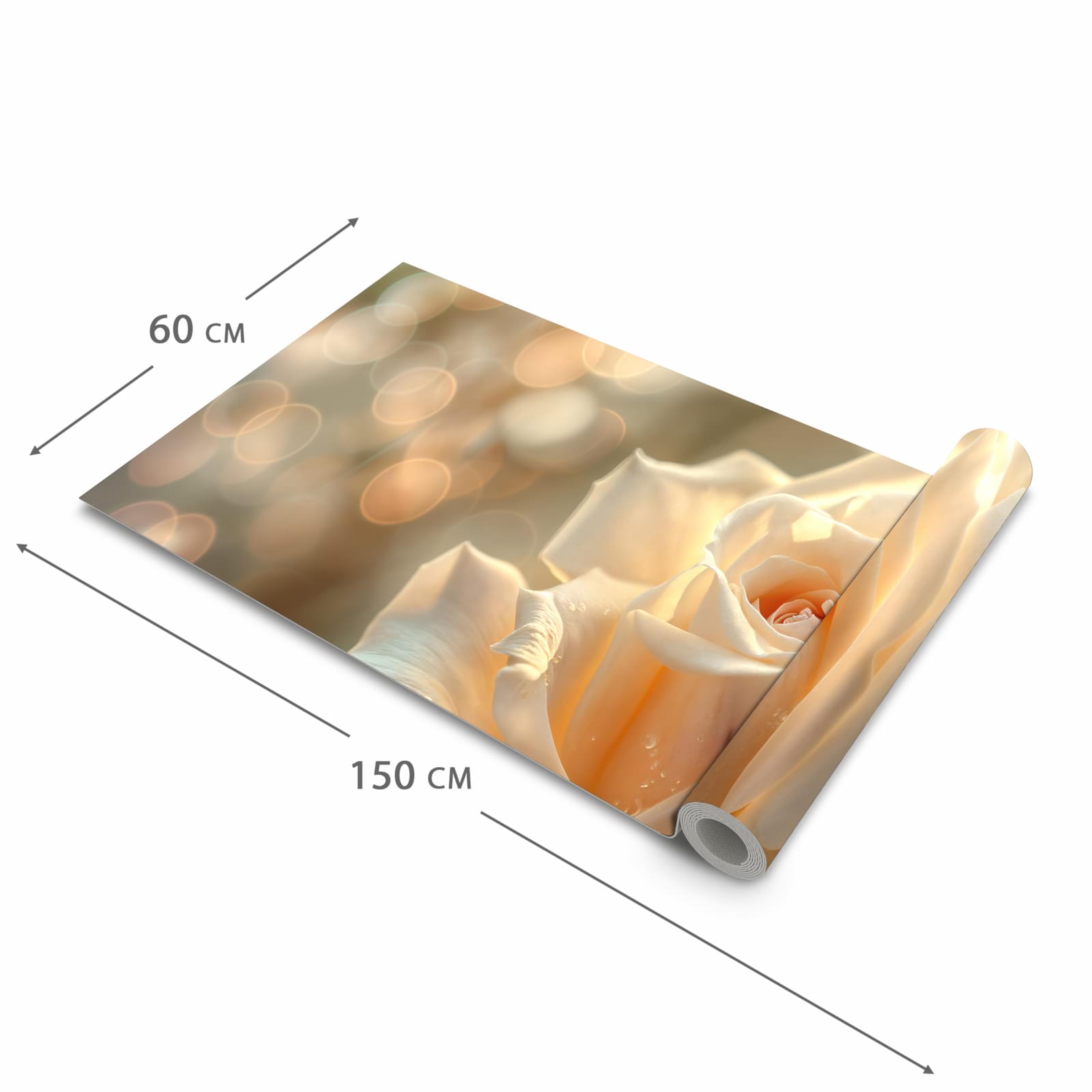 Geruchsneutraler rutschfester Läufer mit Motiv Elegante Rose in der Grösse 90x240 cm