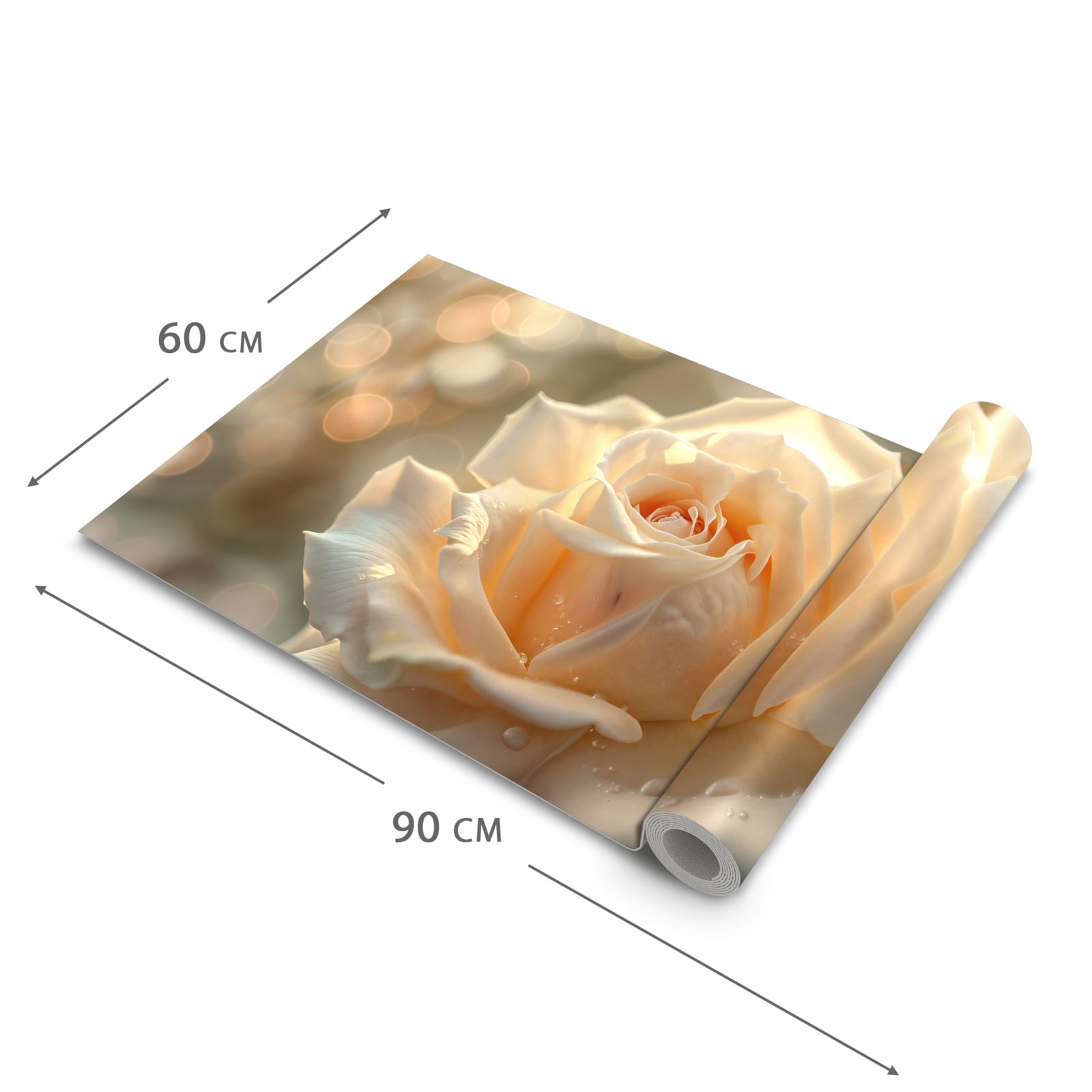 Rutschfester waschbarer Teppich Esstisch mit Motiv Elegante Rose in der Grösse 90x240 cm